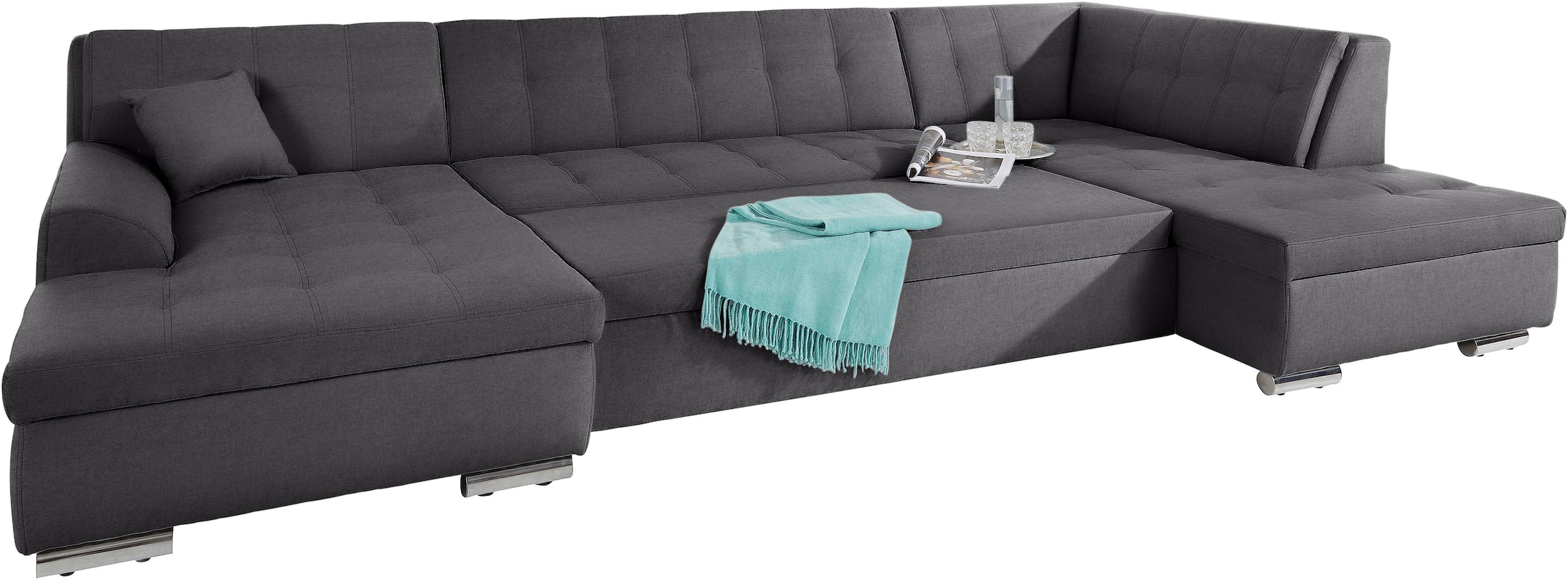 DOMO collection Wohnlandschaft »Aversa U-Form«, wahlweise mit Bettfunktion, frei im Raum stellbar