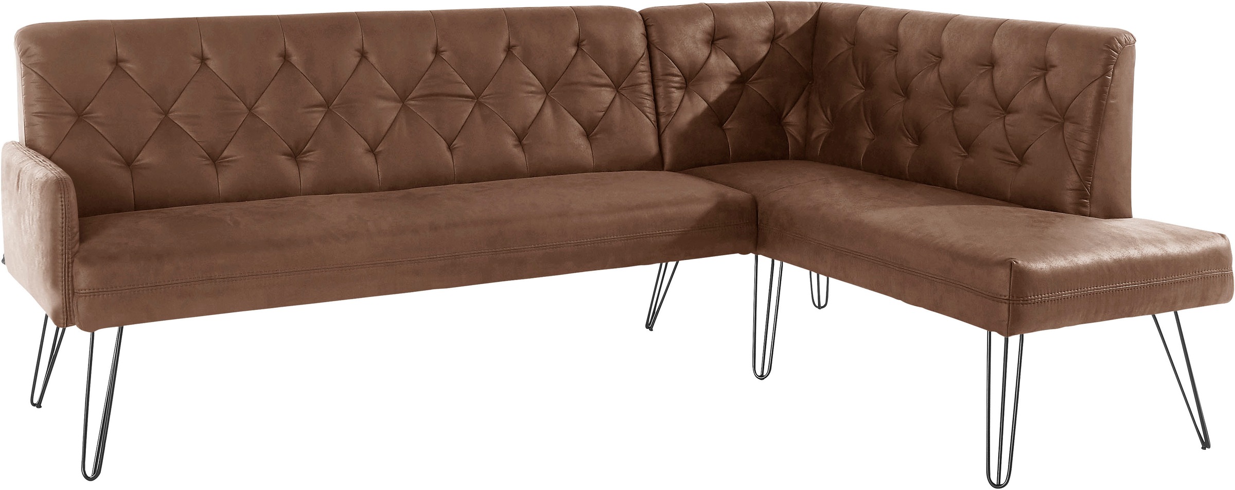exxpo - sofa fashion Eckbank »Doppio, Chesterfield Optik, komfortabel und bequem, hohe Designfüße«, Frei im Raum stellbar
