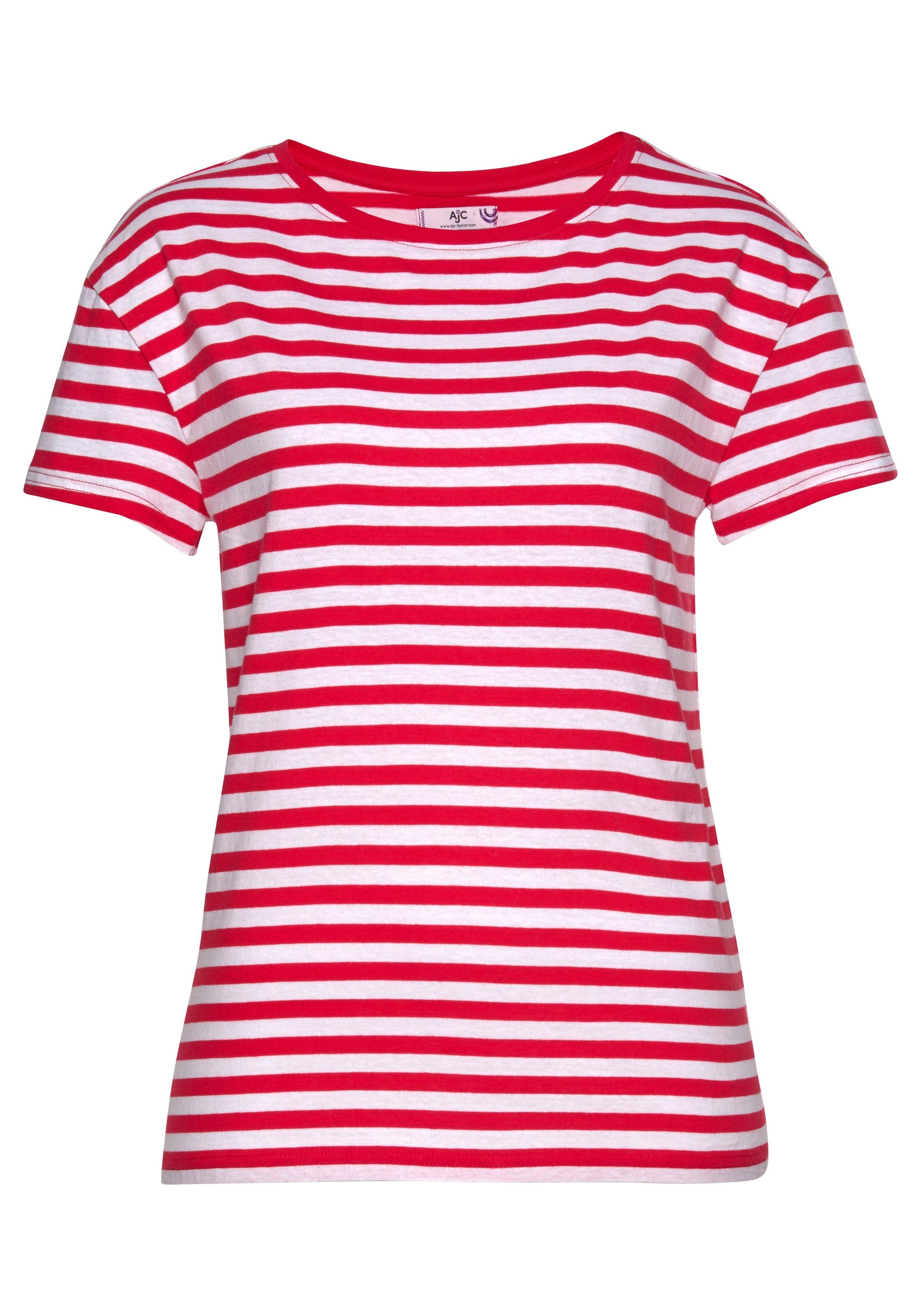 AJC T-Shirt Kurzarm,  taillierter Schnitt,  gestreift,  Rundhalsausschnitt