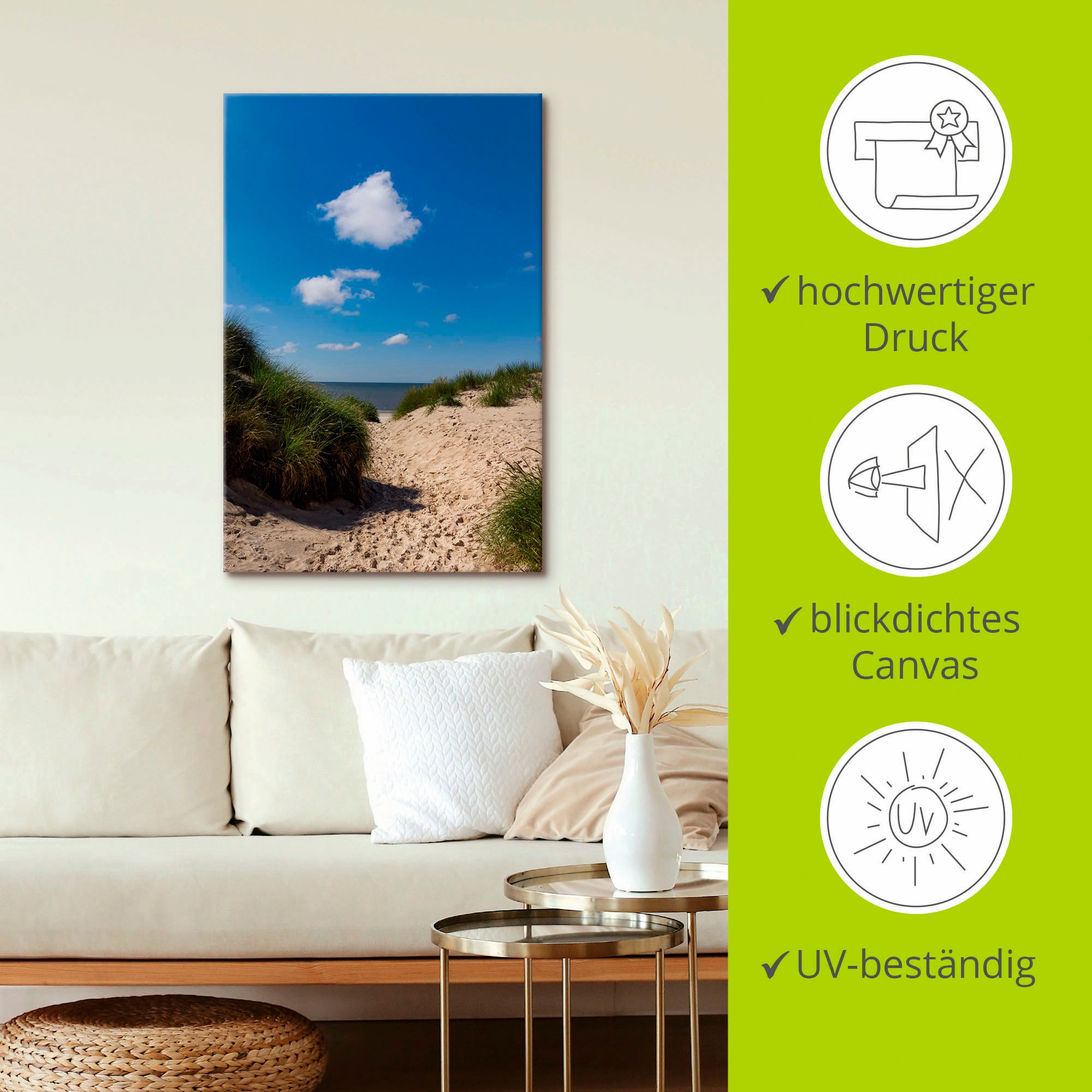 Artland Leinwandbild »Weg zum Strand I«, Strand, (1 St.)