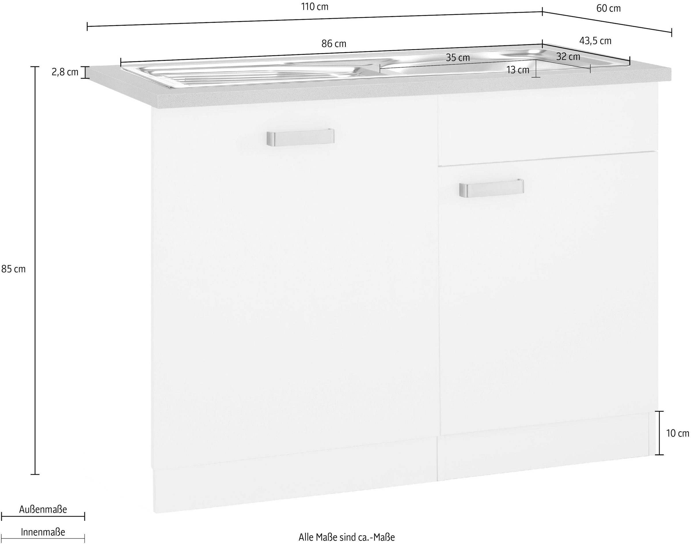 wiho Küchen Spülenschrank »Husum«, 110 cm breit, inkl. Tür/Sockel für  Geschirrspüler auf Rechnung bestellen