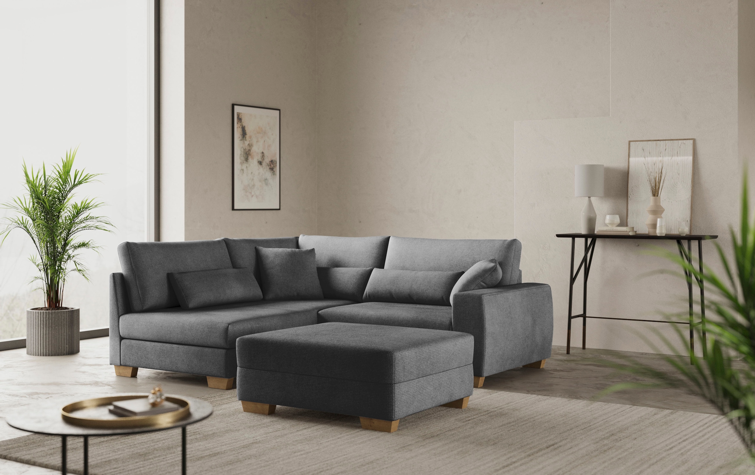 Mr. Couch Ecksofa »Helena L-Form«, Mit Federkern, wahlweise mit Bettfunktion und Taschenfederkern