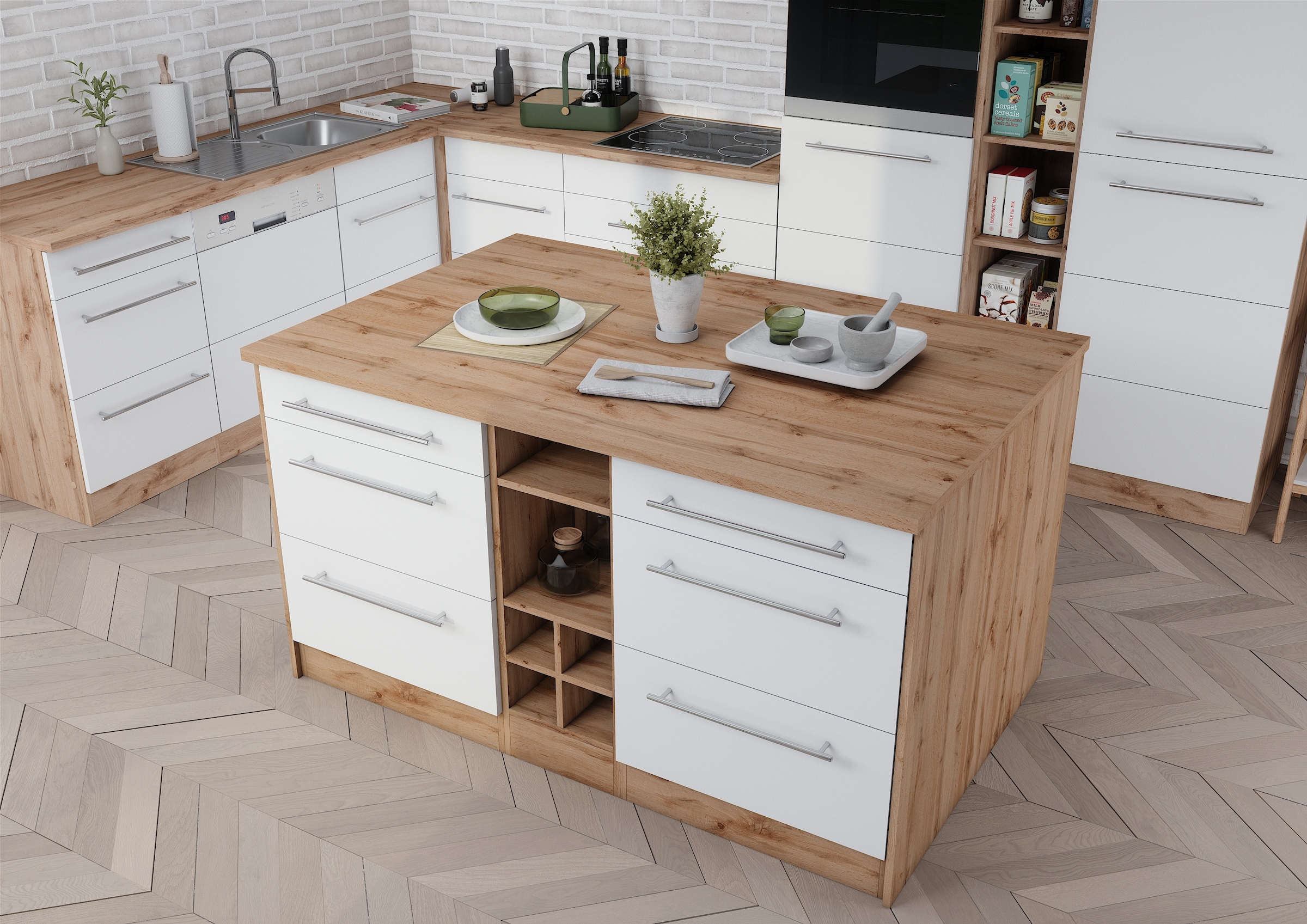 HELD MÖBEL Kücheninsel »Wien«, Breite 153 cm, MDF-Fronten, Flaschenregal günstig online kaufen