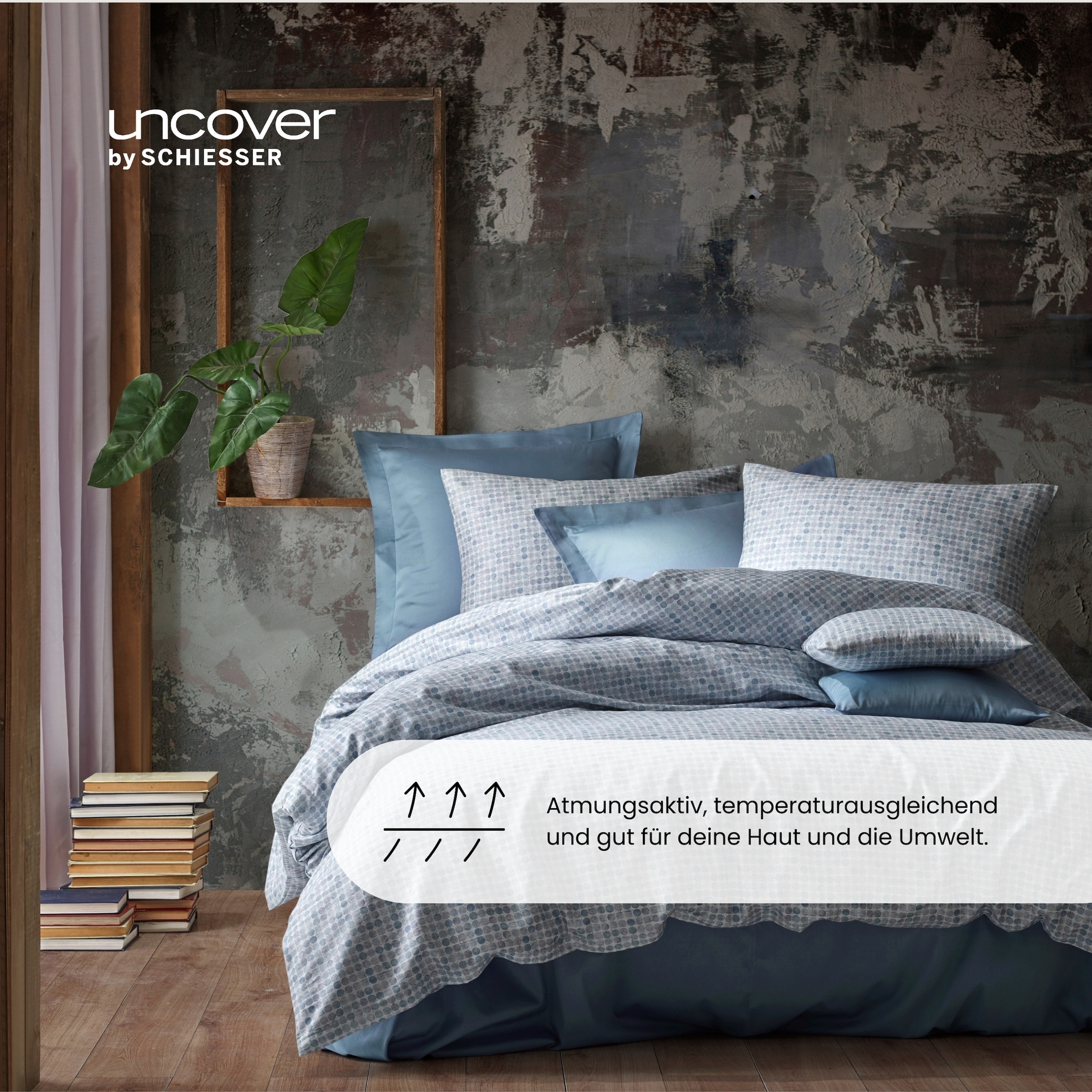 uncover by SCHIESSER Bettwäsche »Punto aus edlem Baumwollsatin, 135x200cm + 80x80cm«, Made in Green