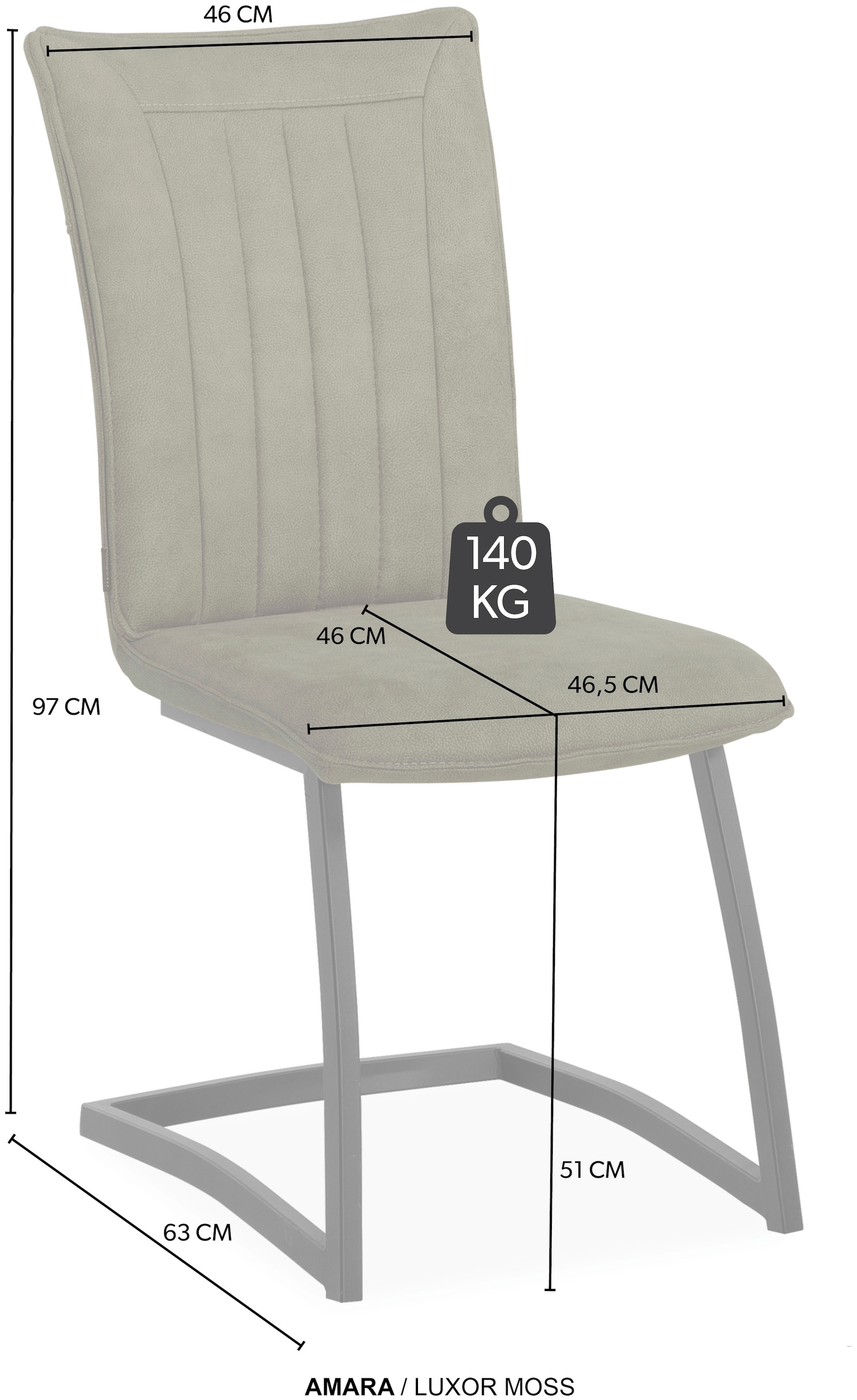 OMG Design Freischwinger »Amara«, (Set), 2 St., Stoff, Esszimmerstuhl, Küchenstuhl, pflegeleichter Bezug