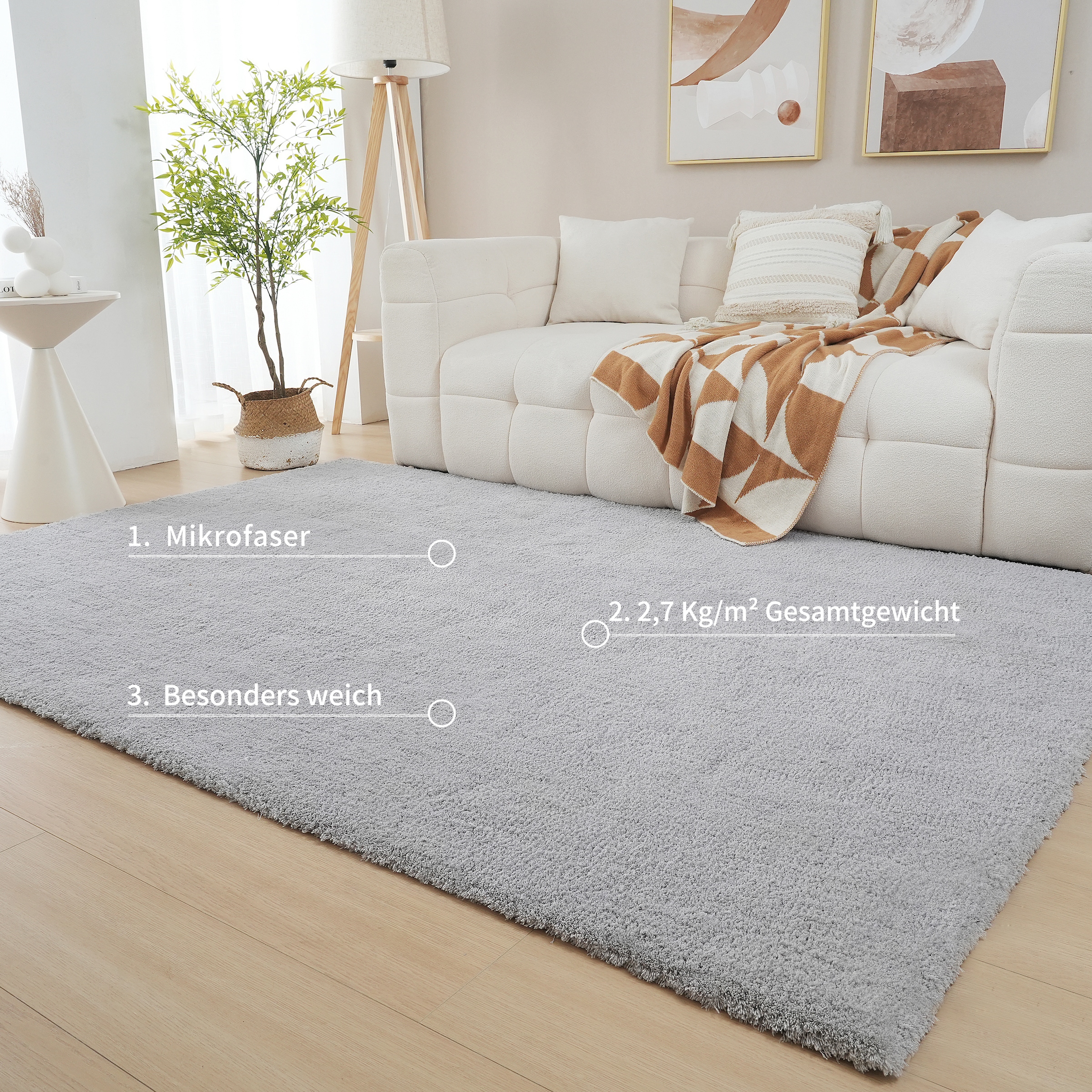my home Hochflor-Teppich »Microfaser Teppich Magong, besonders weich, sehr feiner Flor«, rechteckig, 25 mm Höhe, uni, Wohnzimmer, Schlafzimmer, Kinderzimmer, auch rund und als Läufer