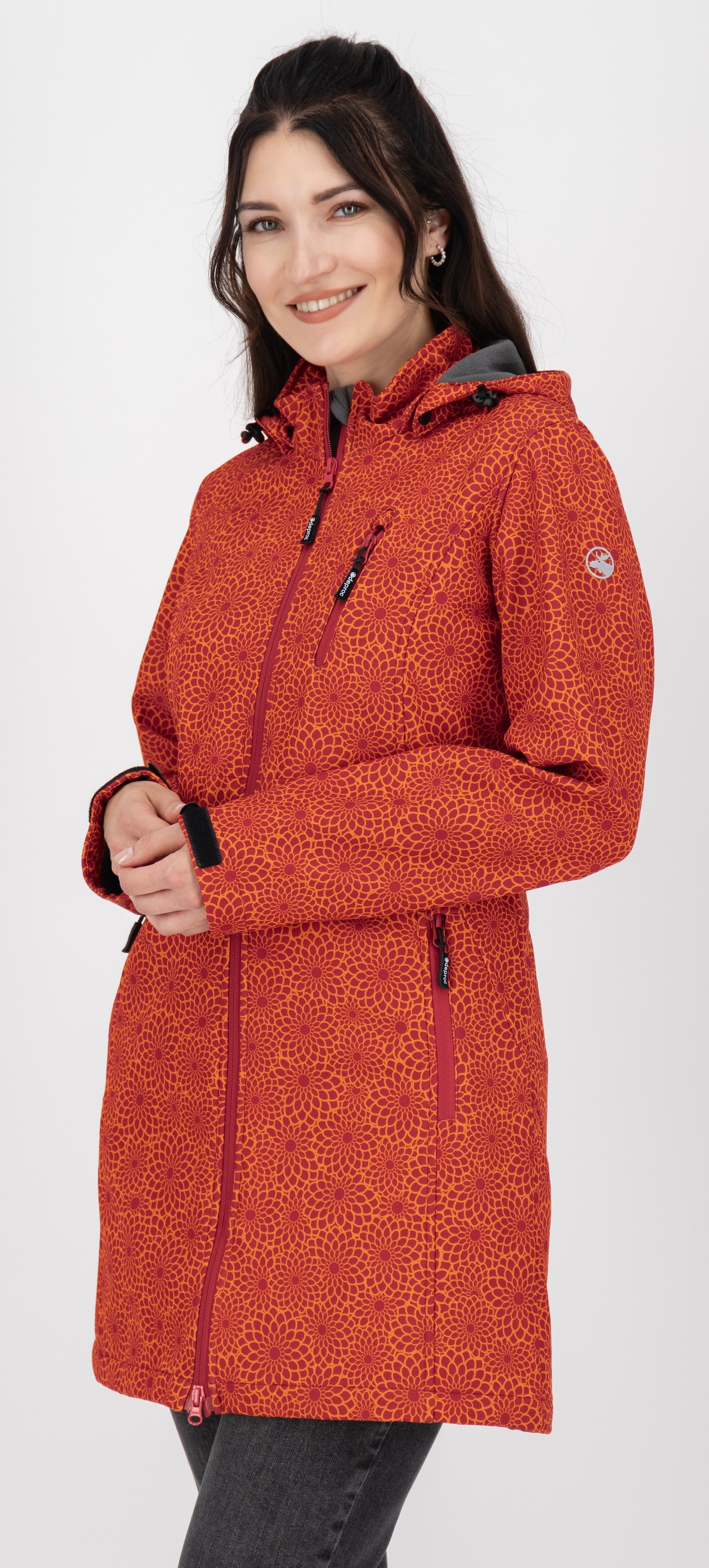 DEPROC Active Softshelljacke »SHELBY LONG«, leichter Softshell Kurzmantel mit abnehmbarer Kapuze