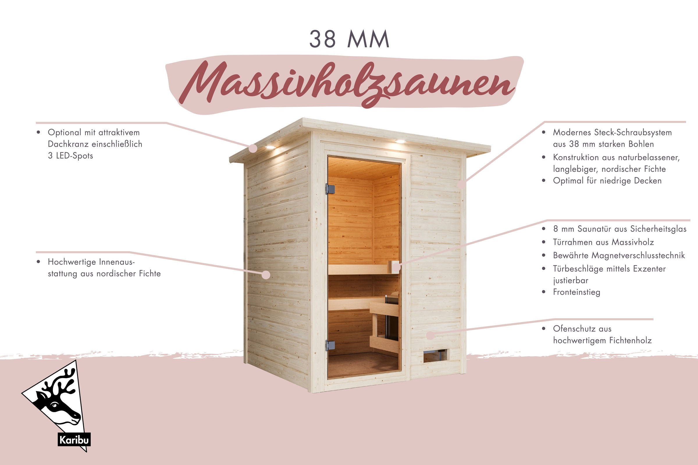 Karibu Sauna »"Sandy" mit bronzierter Tür, naturbelassen«, aus hochwertiger günstig online kaufen
