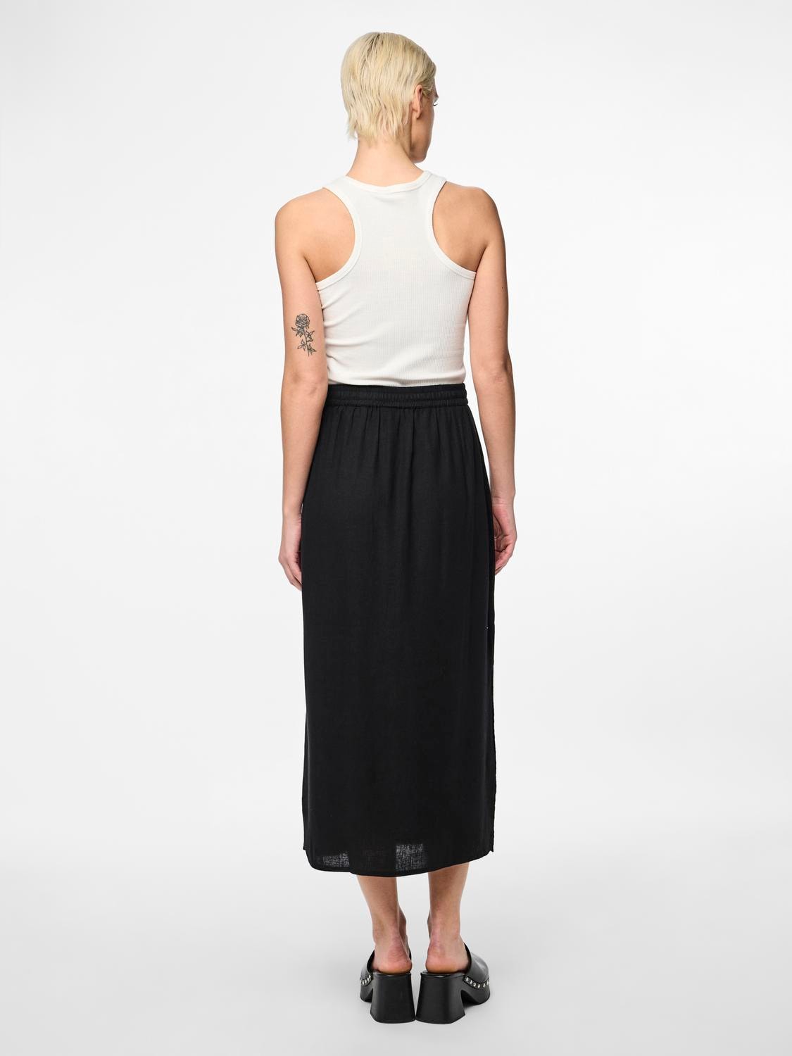 pieces Sommerrock »PCPIA MW ANKLE SKIRT WVN NOOS«, mit Leinen