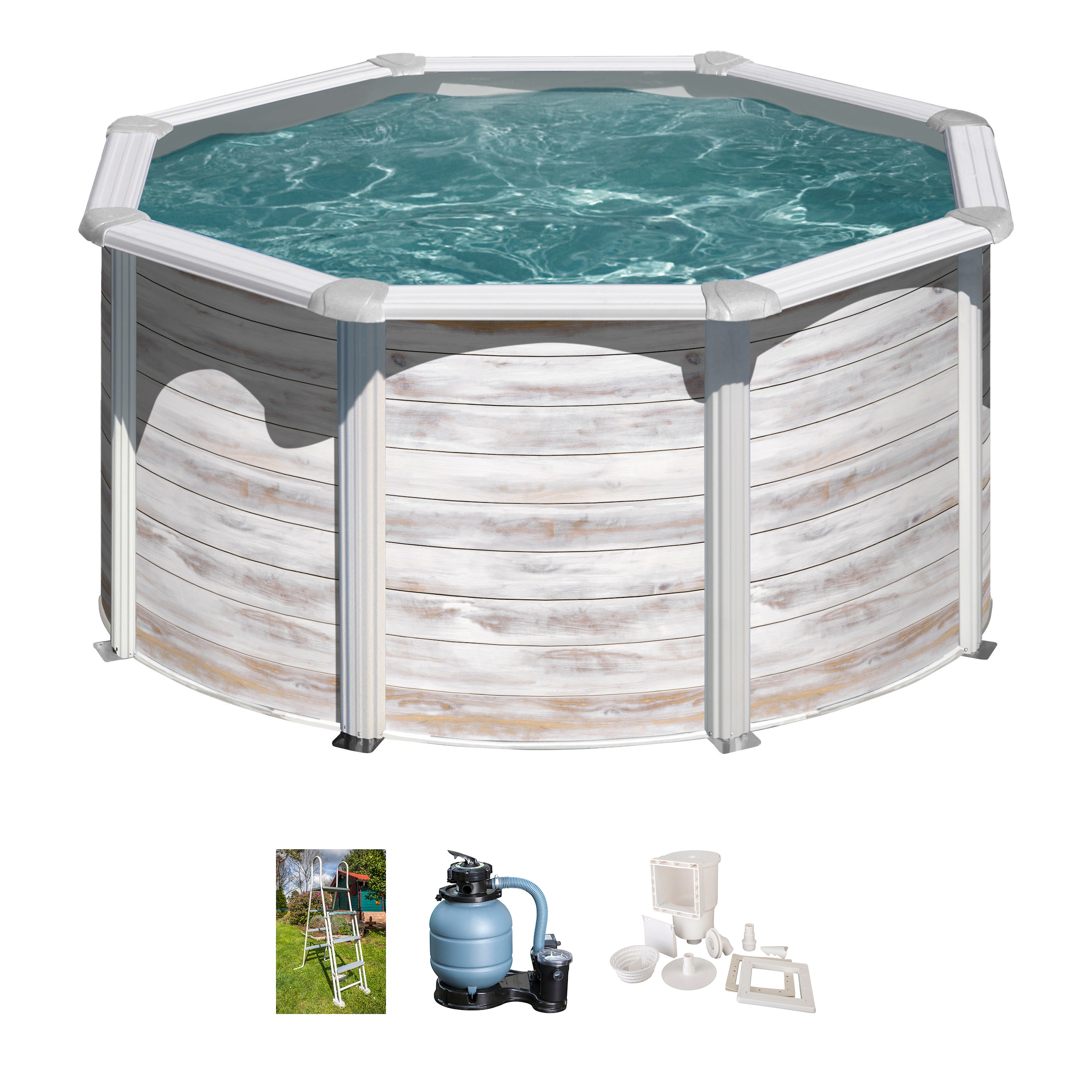 Gre Rundpool »Finlandia«, (Set, 4 tlg.), Höhe 120 cm, in versch. Größen erhältlich