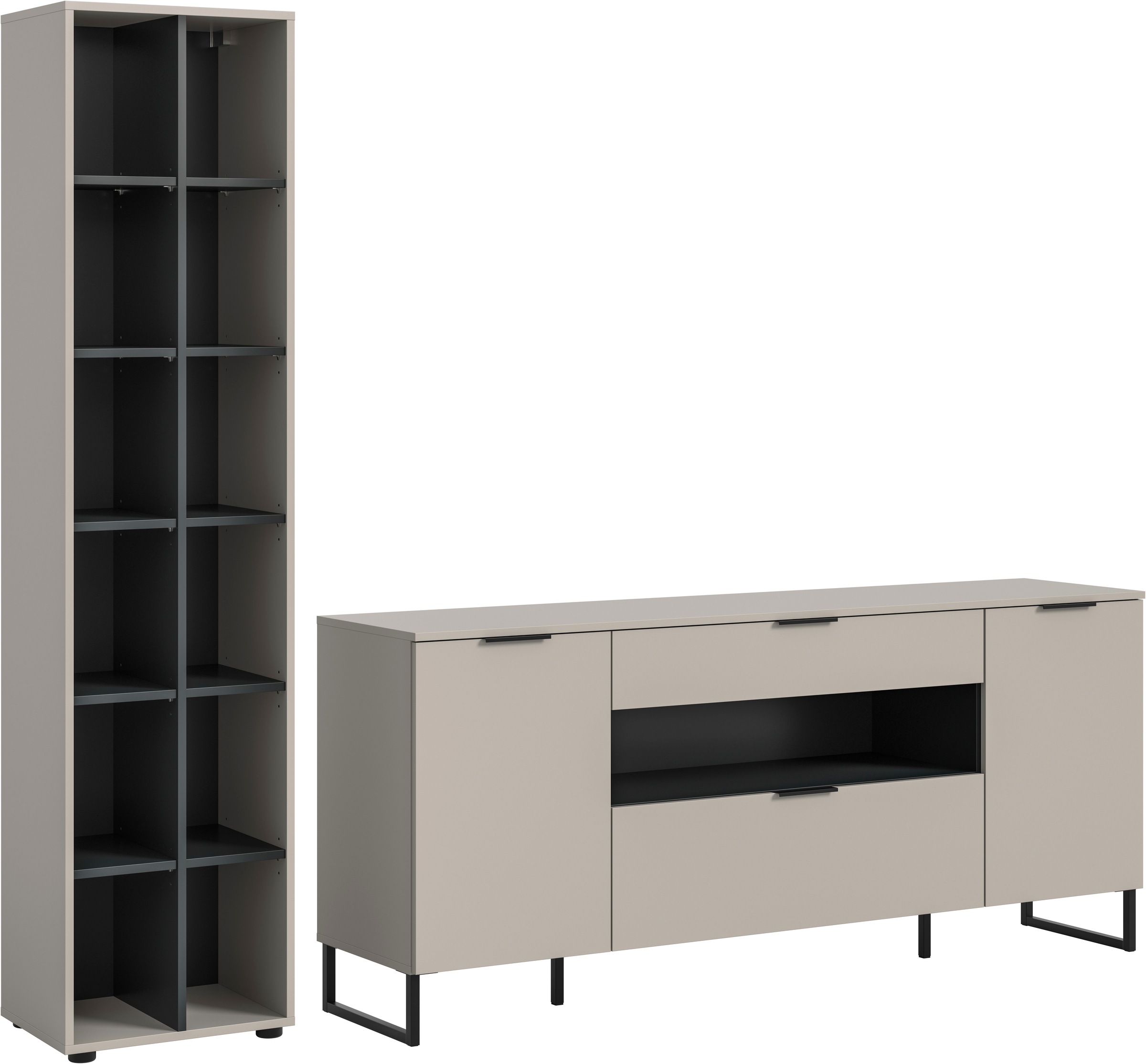 INOSIGN Wohnwand »ADIO, Breite 245 cm, 2-teiliges Set, mit Metall-Kufenfüße günstig online kaufen