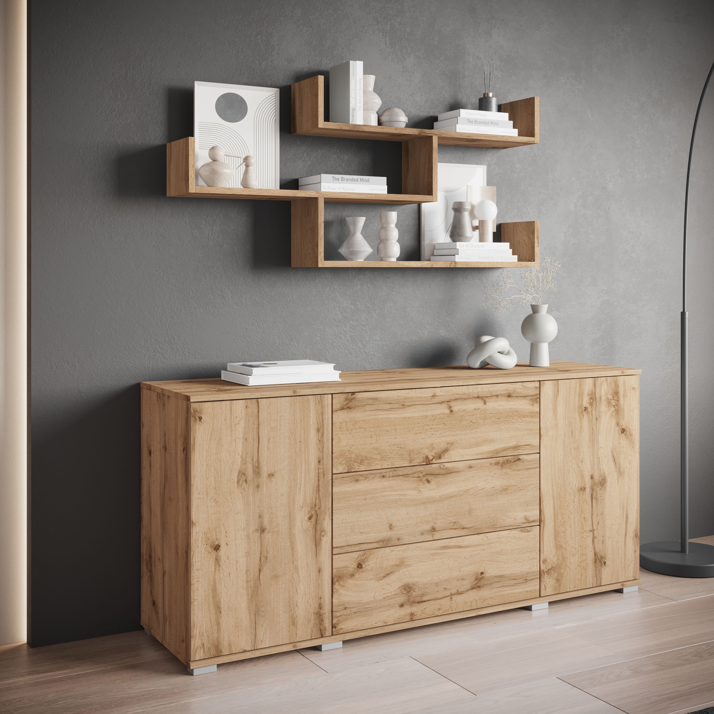INOSIGN Wandboard »Wandregal Trio 003«, (1 St.), Hängeregal mit 5 Fächern, modernes Design, variabel einsetzbar