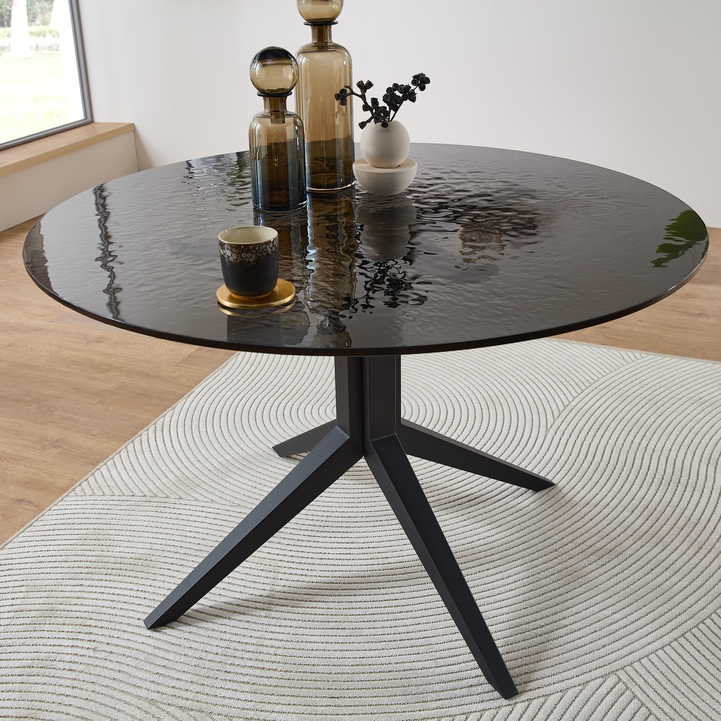 Stolkom Esstisch »Leano Glastisch rund schwarz, Esszimmertisch BxH 110x76 c günstig online kaufen