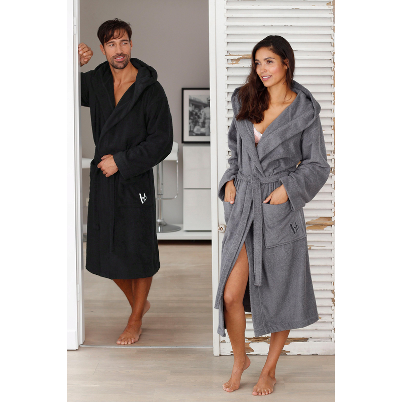 BRUNO BANANI Unisex-Bademantel »Robby, ideal für Sauna & Spa, Standardlänge & Überlänge« 1 Stk. tlg., Damen & Herren Bademäntel, Baumwolle, mit...
