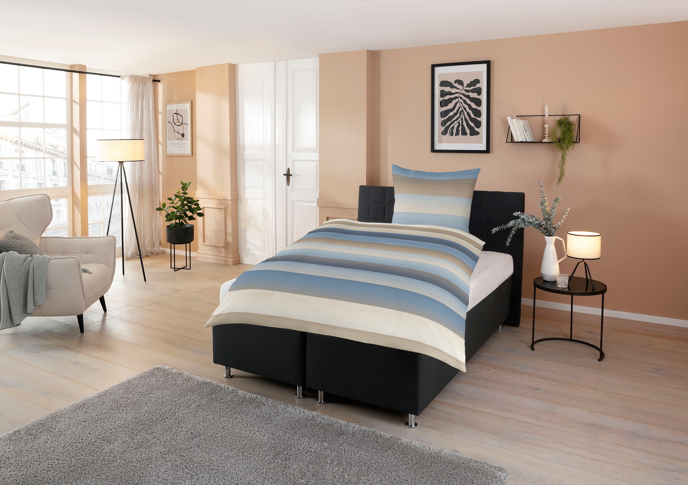CASATEX Bettwäsche »Levio«, breite Streifen, Aquarellfarben, stilvolles Desigen