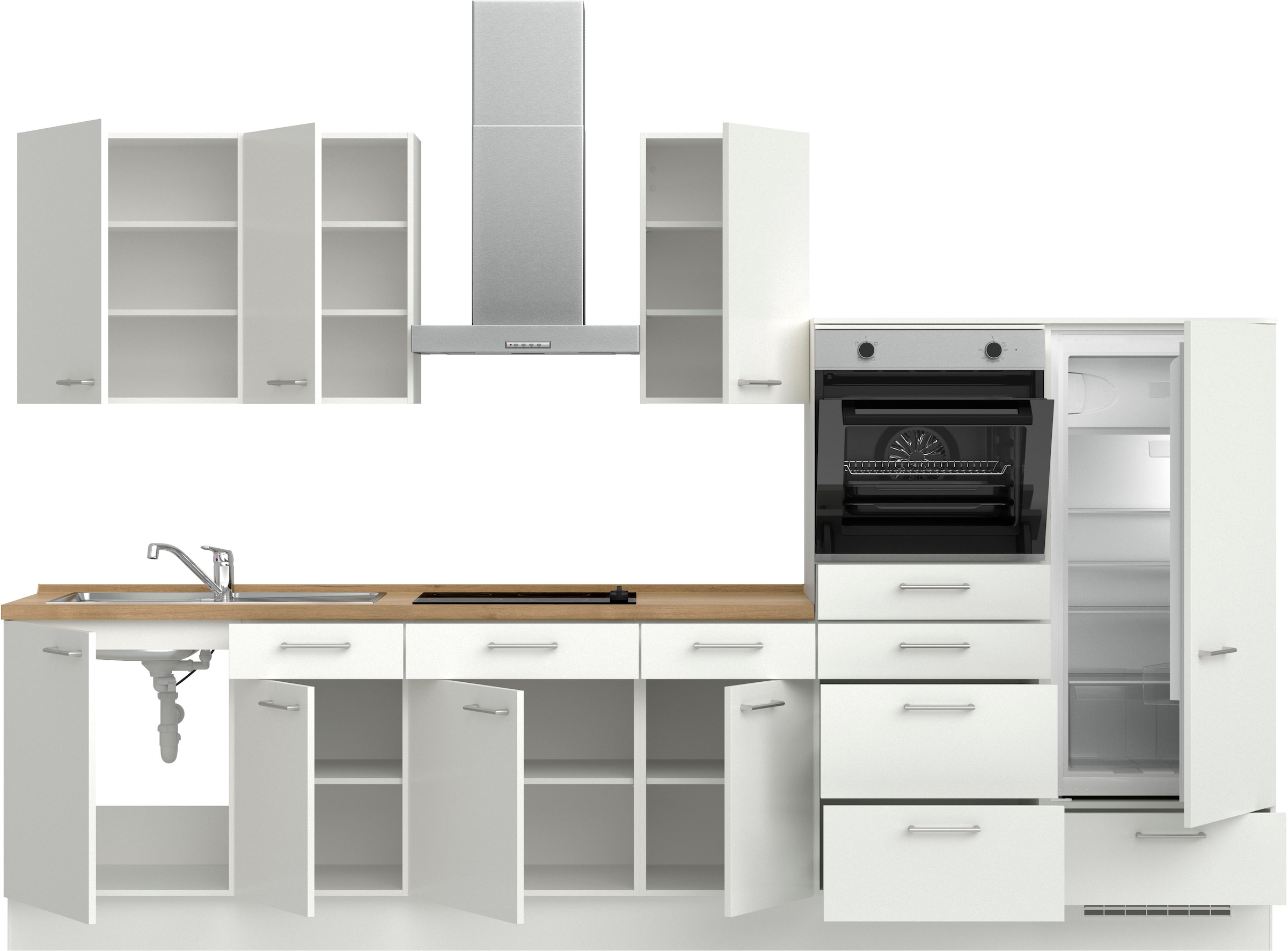 nobilia® Küchenzeile »"Laser I"«, vormontiert, Ausrichtung wählbar, Breite 330 cm, wahlw. mit E-Geräten