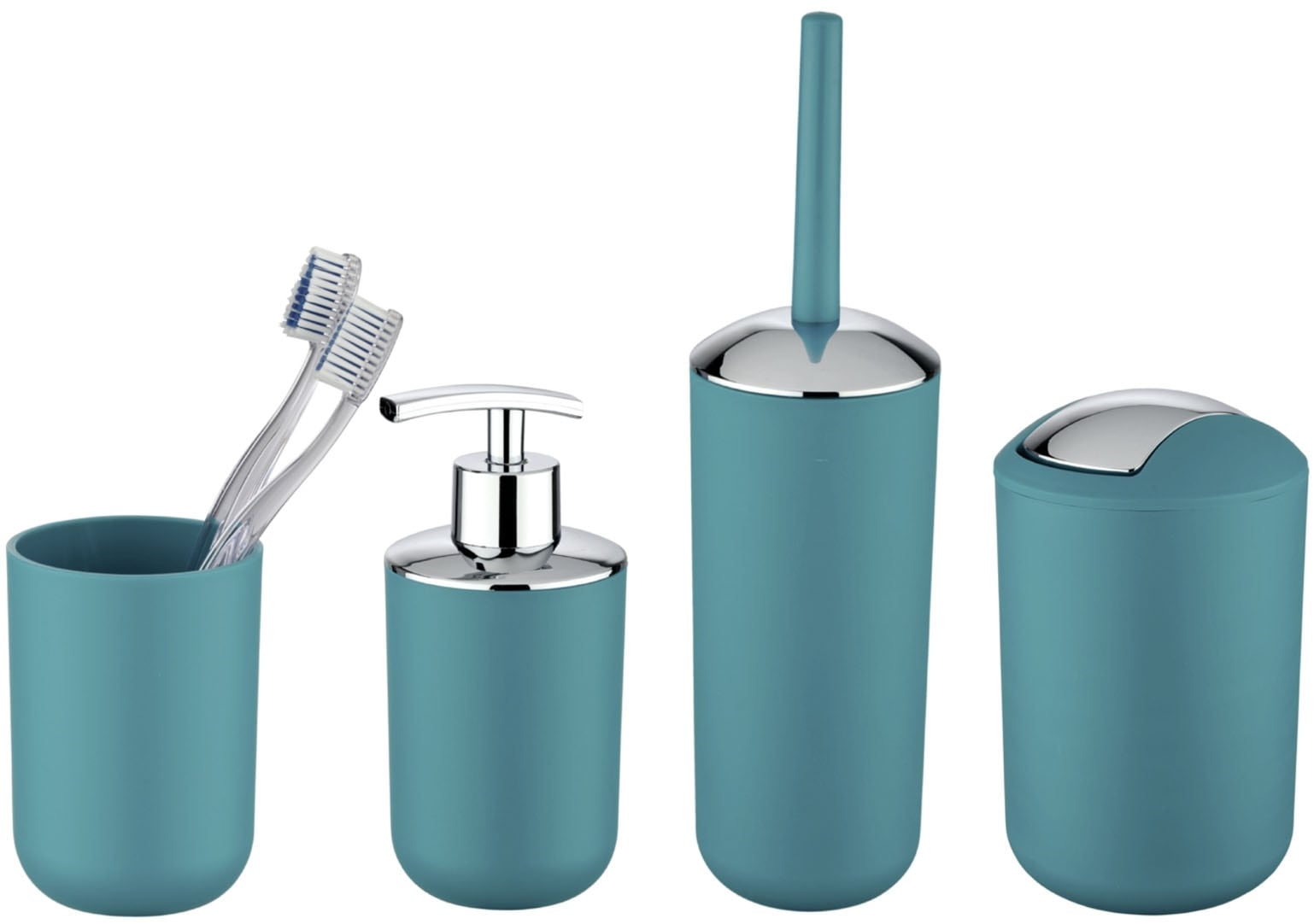 WENKO Badaccessoire-Set »Brasil« Seifenspender, Zahnputzbecher, WC-Garnitur & Kosmetikeimer