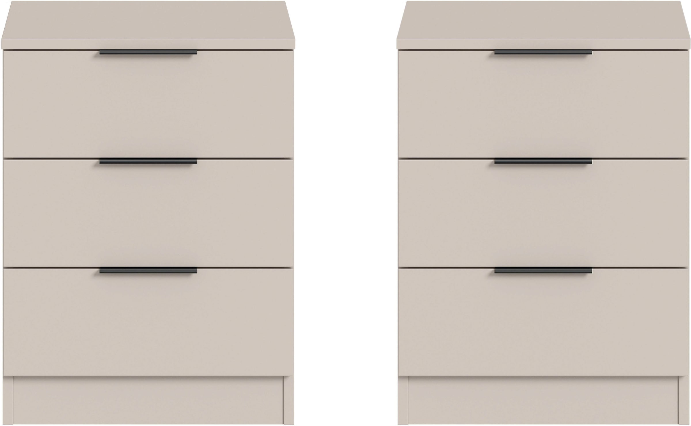 Home affaire Nachtkommode »Skarde 2 Nachttische, jeweils Breite: 45 cm« Set, Sie bekommen 2  Nachttische im Set, 2 Stk. tlg. Skarde, 2er Set Nachtkommoden, 3 Schubkästen, kashmir