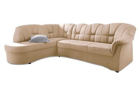DOMO collection Ecksofa »Papenburg, zeitlose Rückensteppung, elegante Armlehne, L-Form«, mit Ottomane, wahlweise mit Bettfunktion