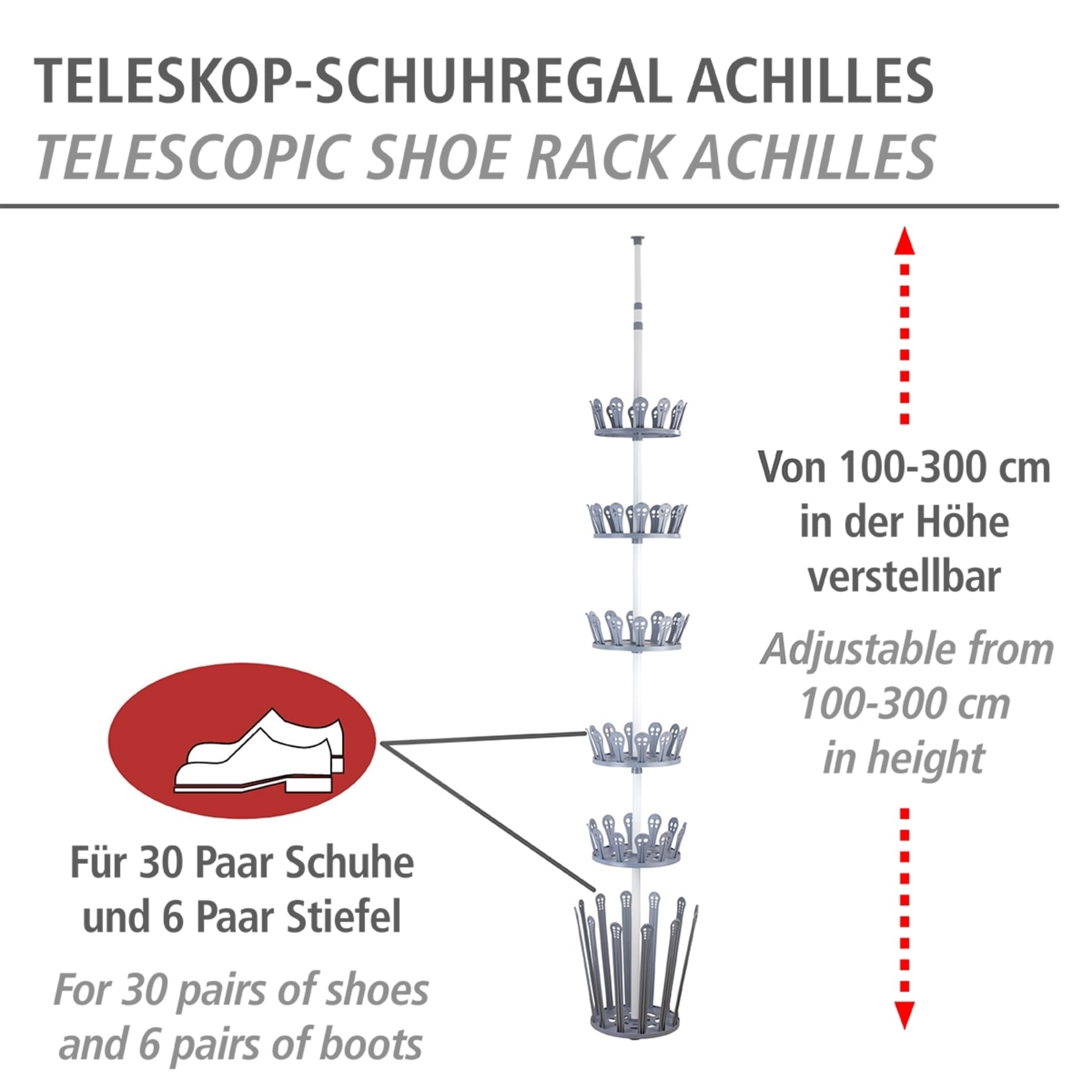 WENKO Teleskopregal »Modell Achilles« Set, 7 tlg. höhenverstellbares Stiefe günstig online kaufen
