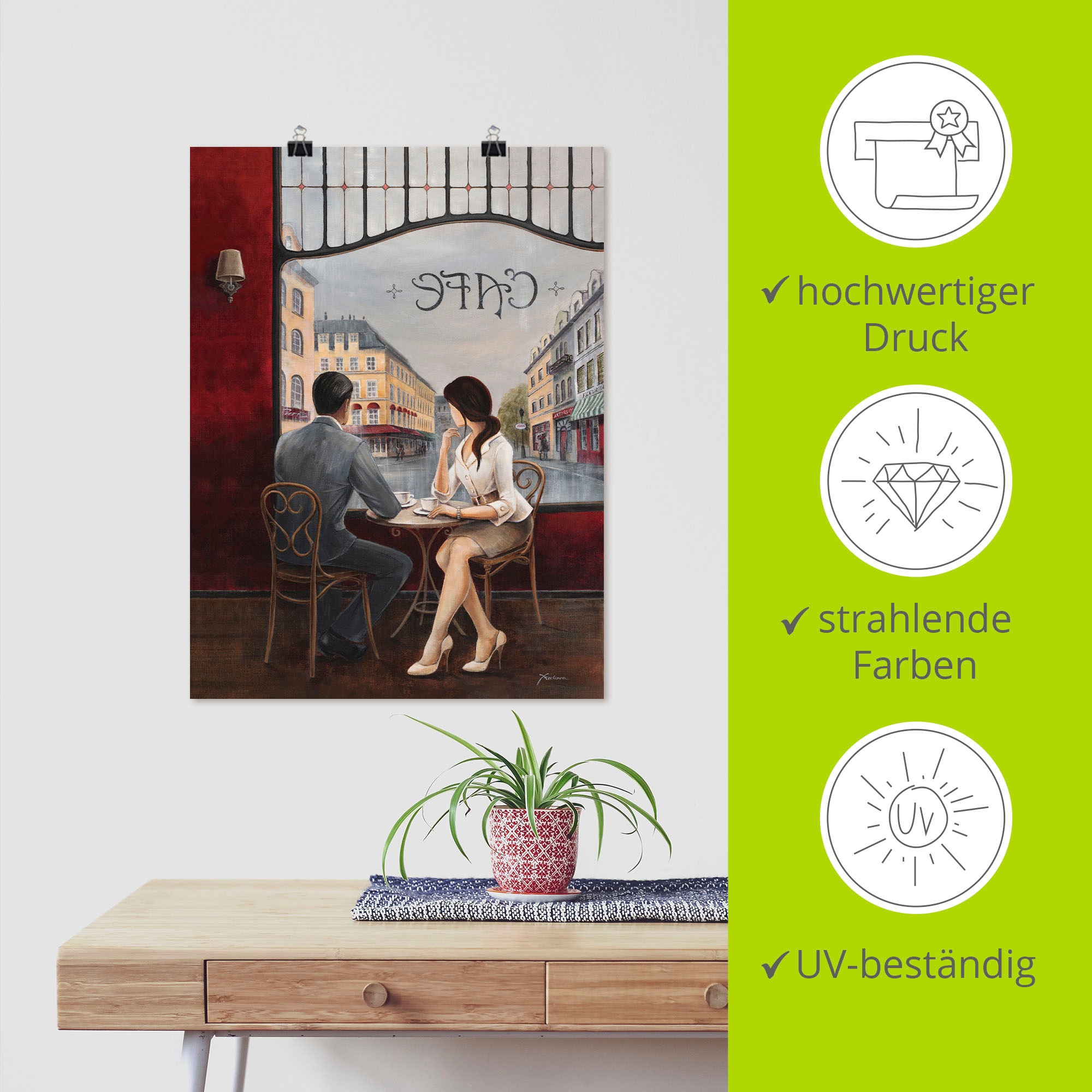 Artland Wandbild »Café«, Restaurant & Cafés, (1 St.), als Alubild, Outdoorbild, Leinwandbild, Poster, Wandaufkleber