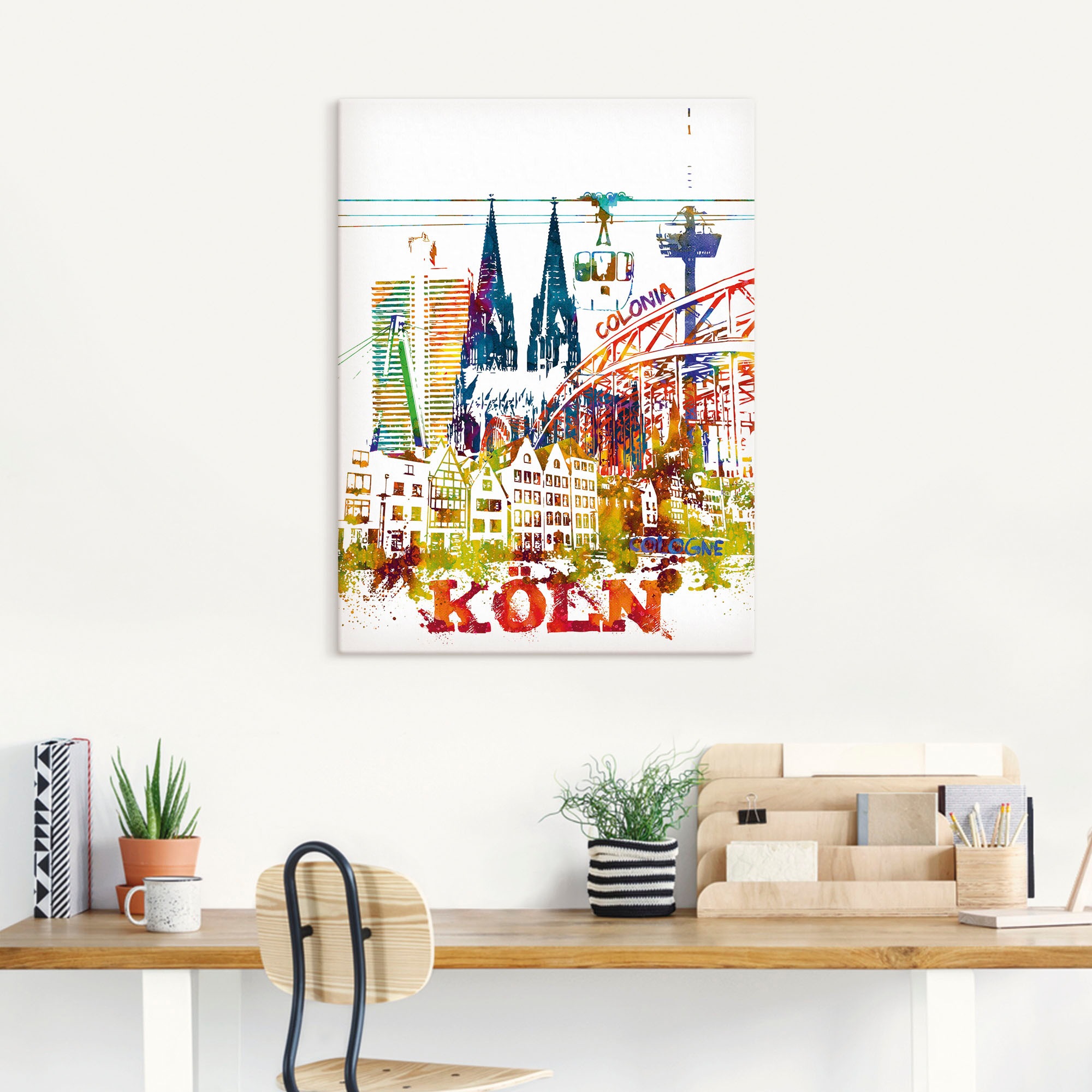 Artland Leinwandbild »Köln Dom Grafik« Köln 1 Stk. tlg. auf Keilrahmen gesp günstig online kaufen