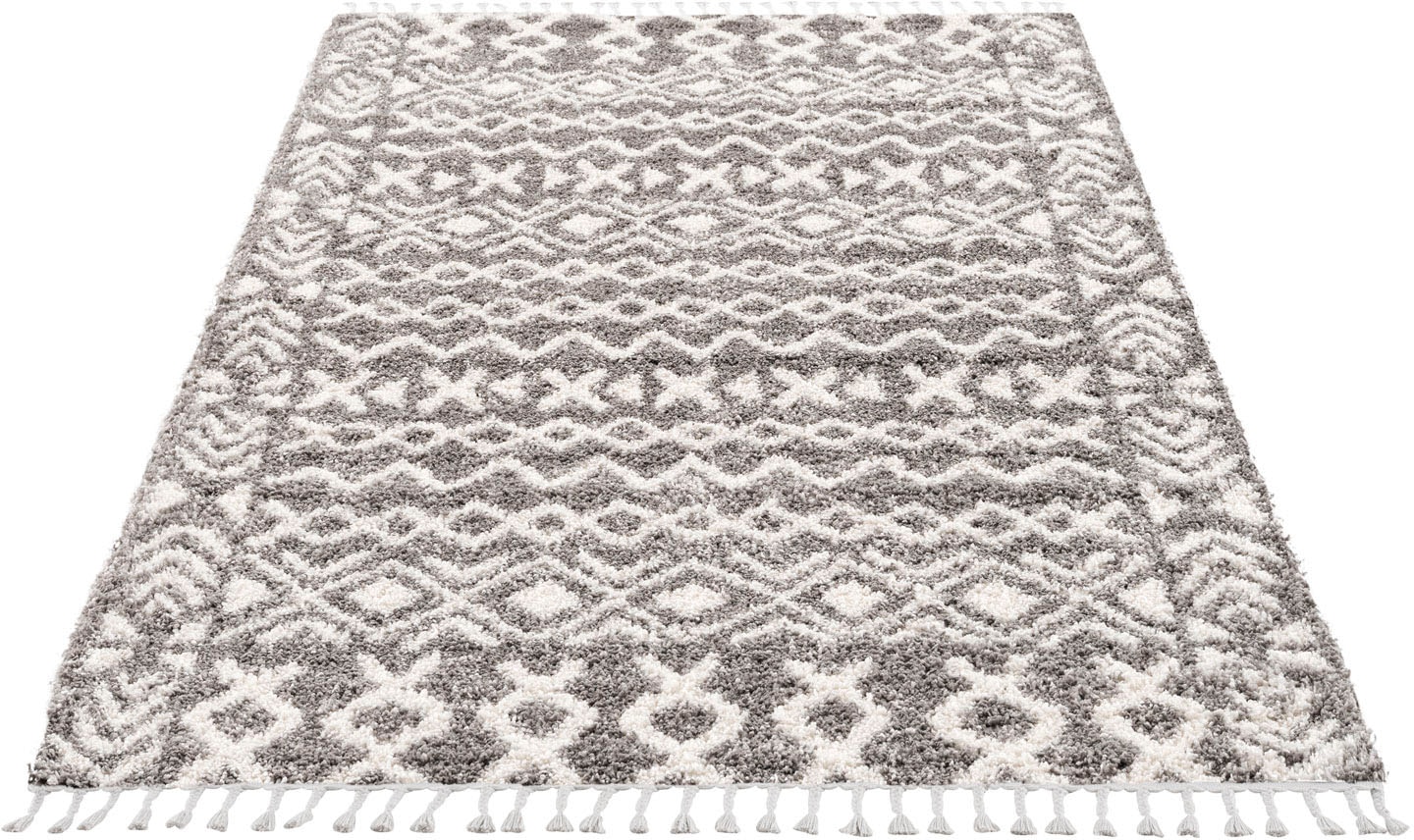 Carpet City Hochflor-Teppich »Pulpy 514«, rechteckig, 30 mm Höhe, besonders weich, mit Fransen, Ethno Look