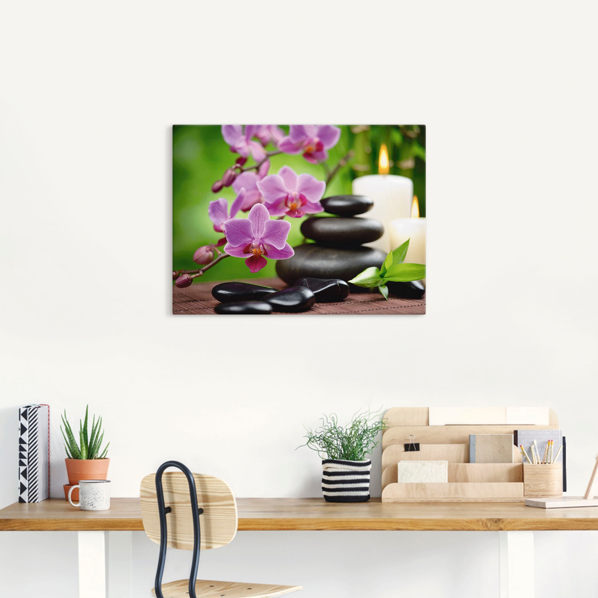 Artland Wandbild »Zen Basaltsteine und Bambus auf Holz« Zen 1 Stk. tlg. als günstig online kaufen