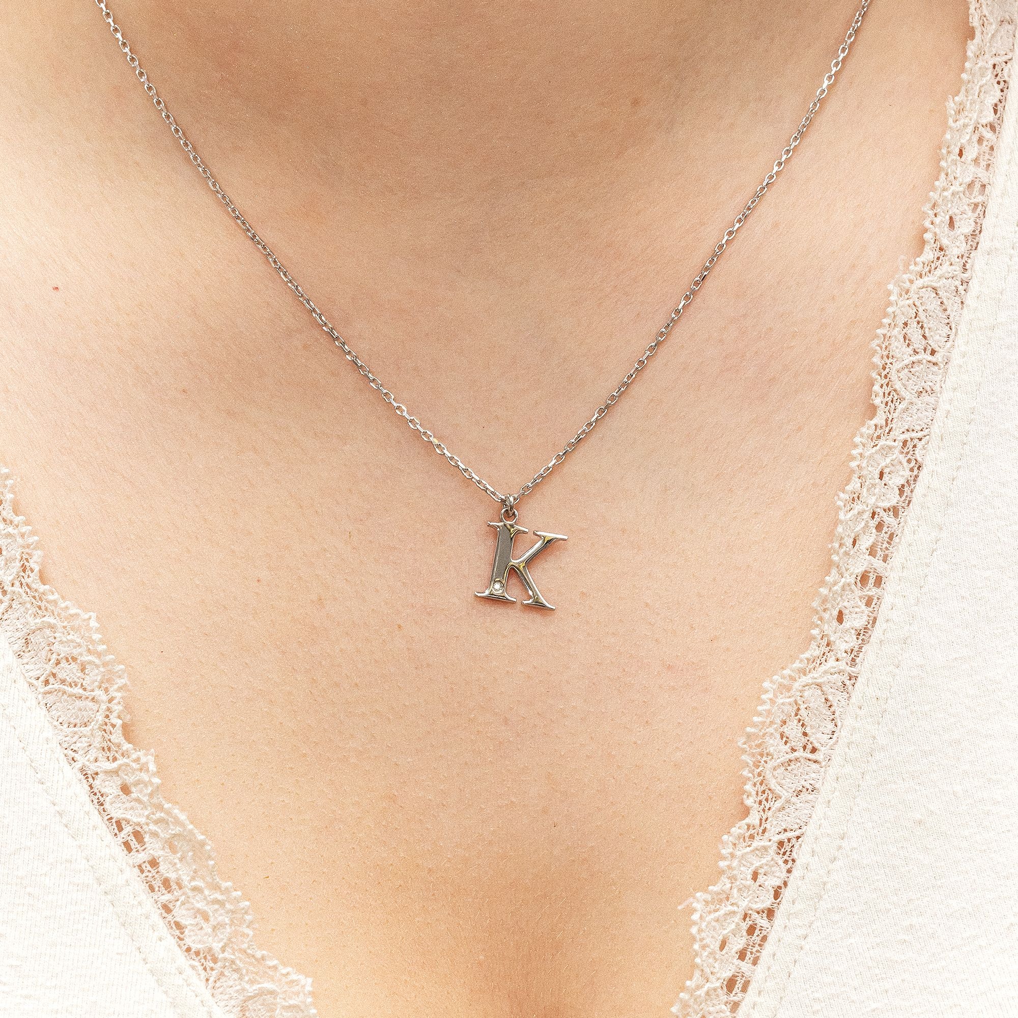 Diamonds by Ellen K. Kette mit Anhänger »Silber 925 mit 1x Diamant 0,008ct. Buchstabe K«