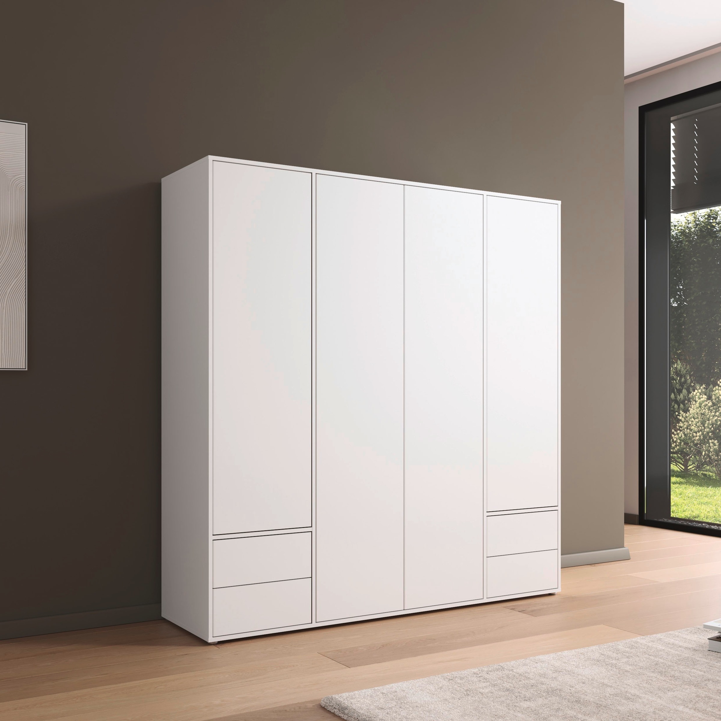 rauch Drehtürenschrank »Kleiderschrank Schrank Garderobe Wäscheschrank NABILA viel Stauraum«, (in 3 verschiedenen Ausstattungen BASIC/CLASSIC/PREMIUM), mit 2 Schubladen und Push-to-Open Funktion TOPSELLER MADE IN GERMANY
