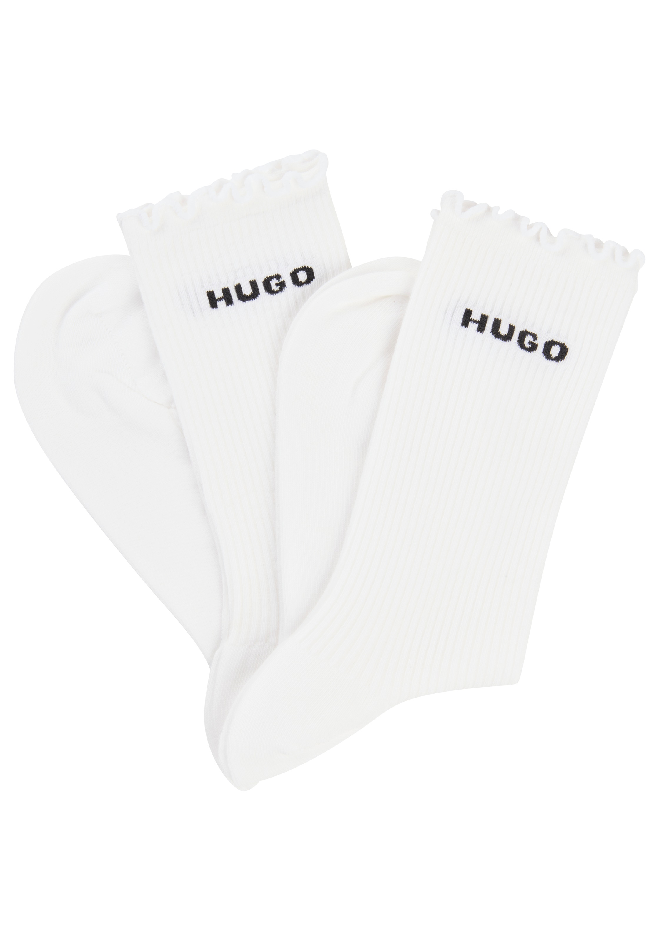 HUGO Underwear Basicsocken »2P RS LETTUCE CC W«, (2 Paar), Bund leicht gekräuselt