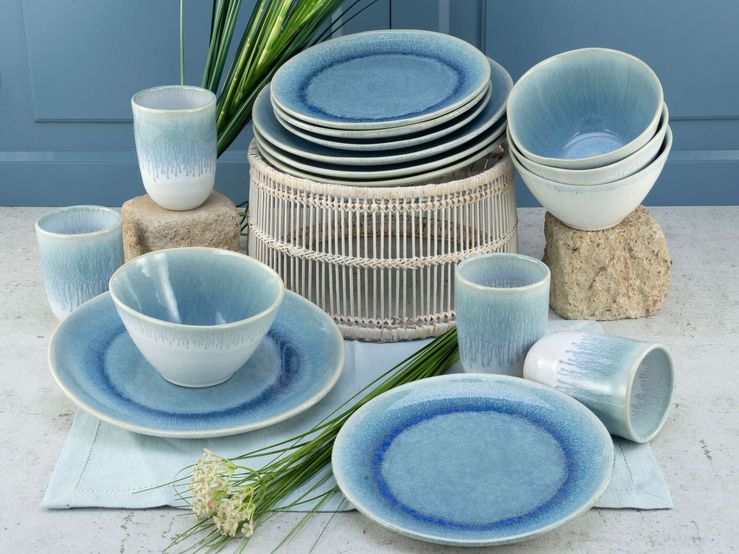 CreaTable Kombiservice »Geschirr-Set Aquarius« Service, Reaktivglasur, satt günstig online kaufen