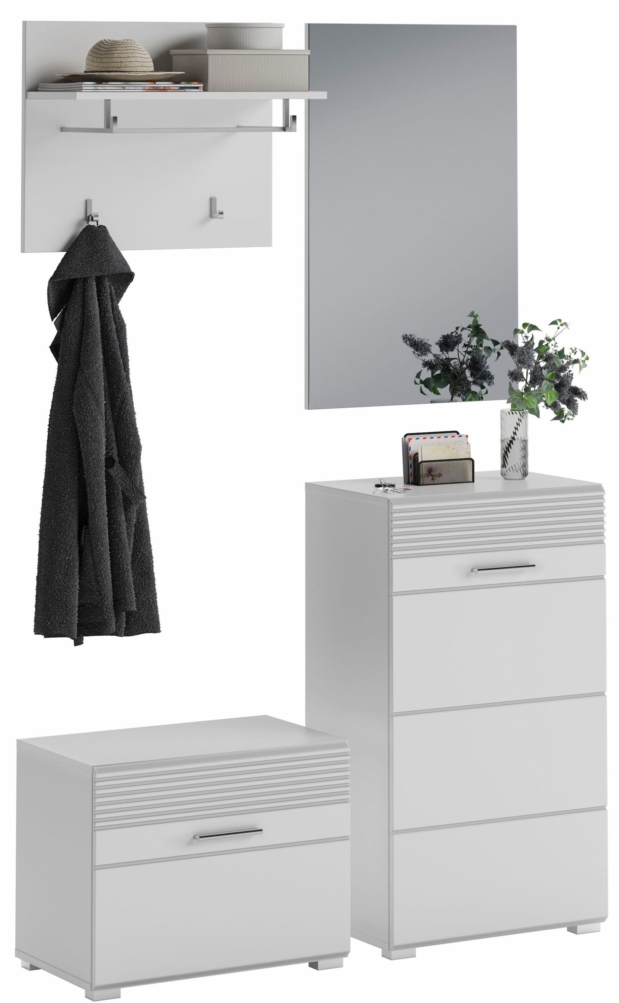 INOSIGN Garderoben-Set »Malmö, Breite 115cm, MDF Front mit Rillenfräsung, 4 günstig online kaufen