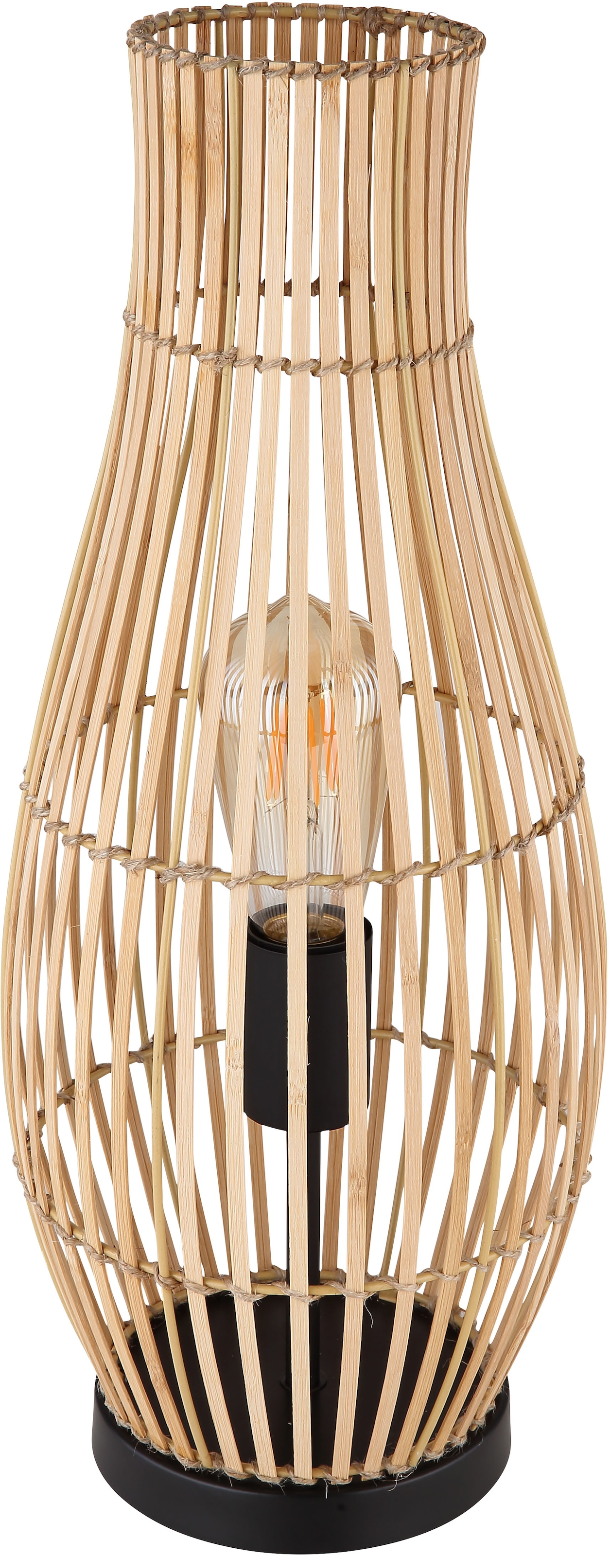 GLOBO LIGHTING Tischleuchte »LAGLIO«, Leuchtmittel E27 | ohne Leuchtmittel, Tischlampe/Schlafzimmer/Wohnzimmer/bambus/Hanf braun