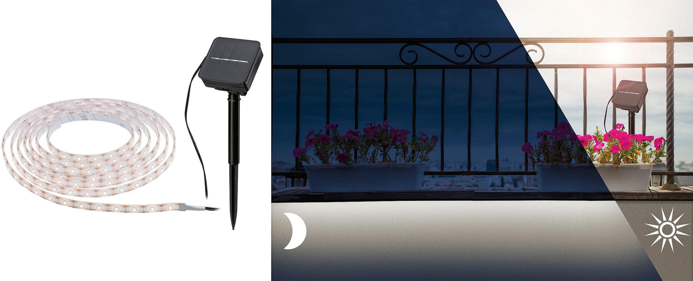 Paulmann LED-Streifen »Solar mit Dämmerungssensor IP44 3m 2700K 0,3W Schwarz« 1 Stk.-flammig