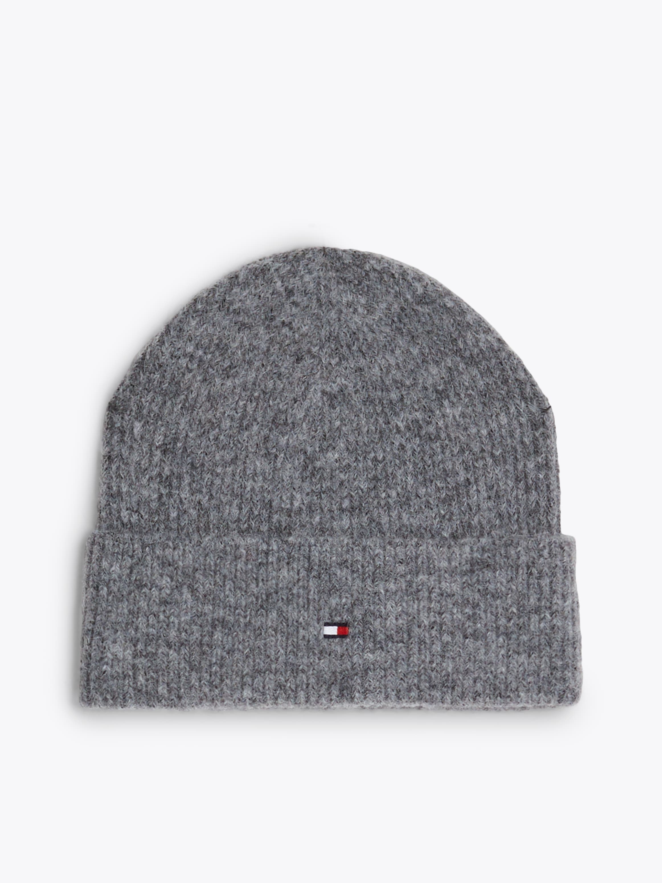 Tommy Hilfiger Strickmütze »ESSENTIAL FLAG FUZZY BEANIE«, mit Logostickerei