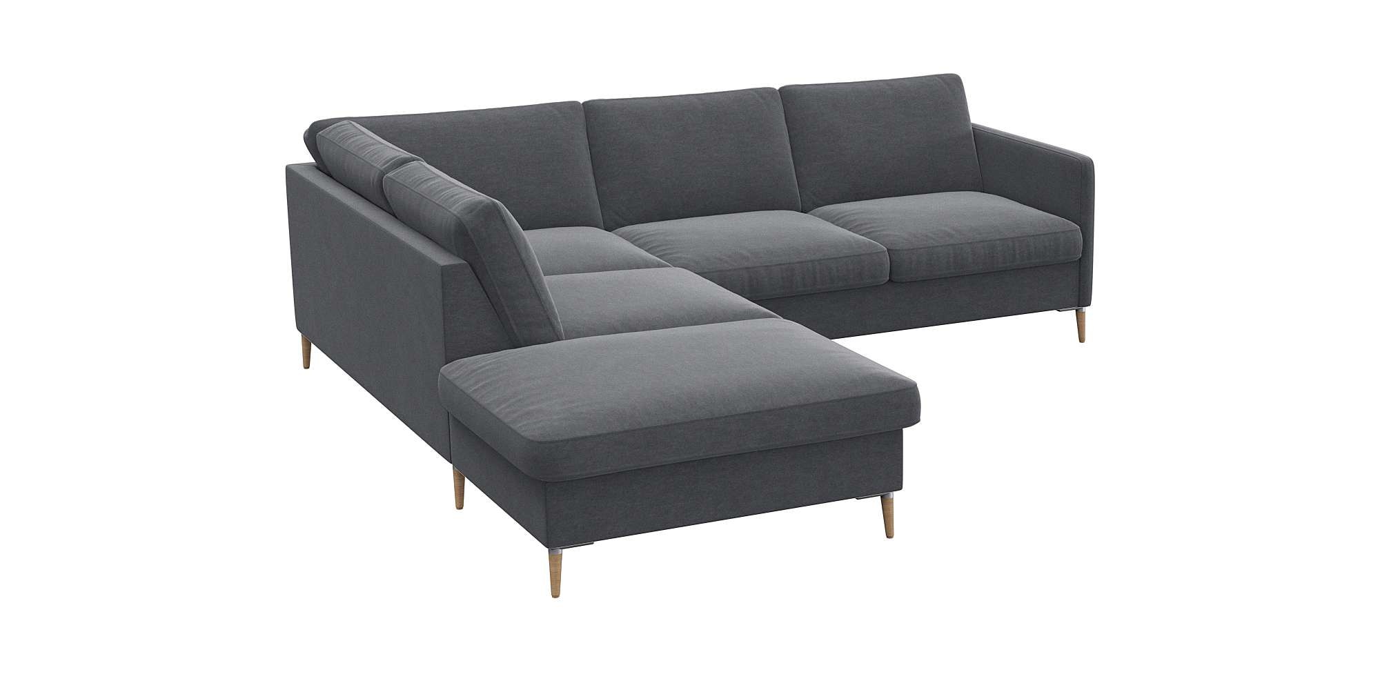 FLEXLUX Ecksofa »Fiore, L-Form, super bequem durch Kaltschaum im Sitz«, schmale Armlehnen, Füße Alu/Eiche, B/T 234/225 cm