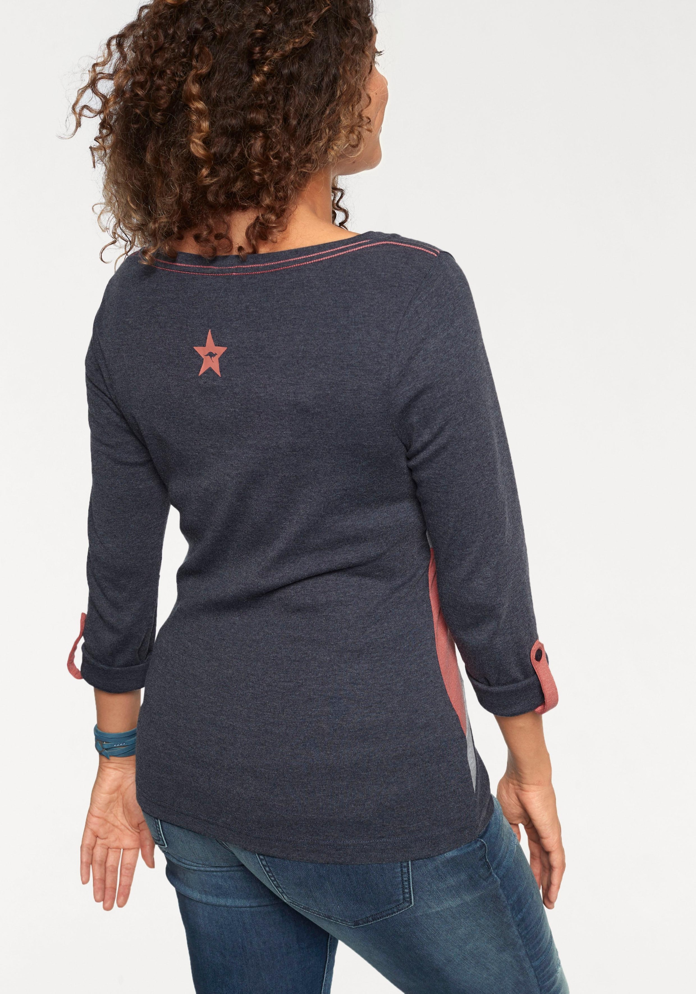 KangaROOS Longsleeve, Langarm, figurbetonte Passform, unifarben, Rundhalsausschnitt