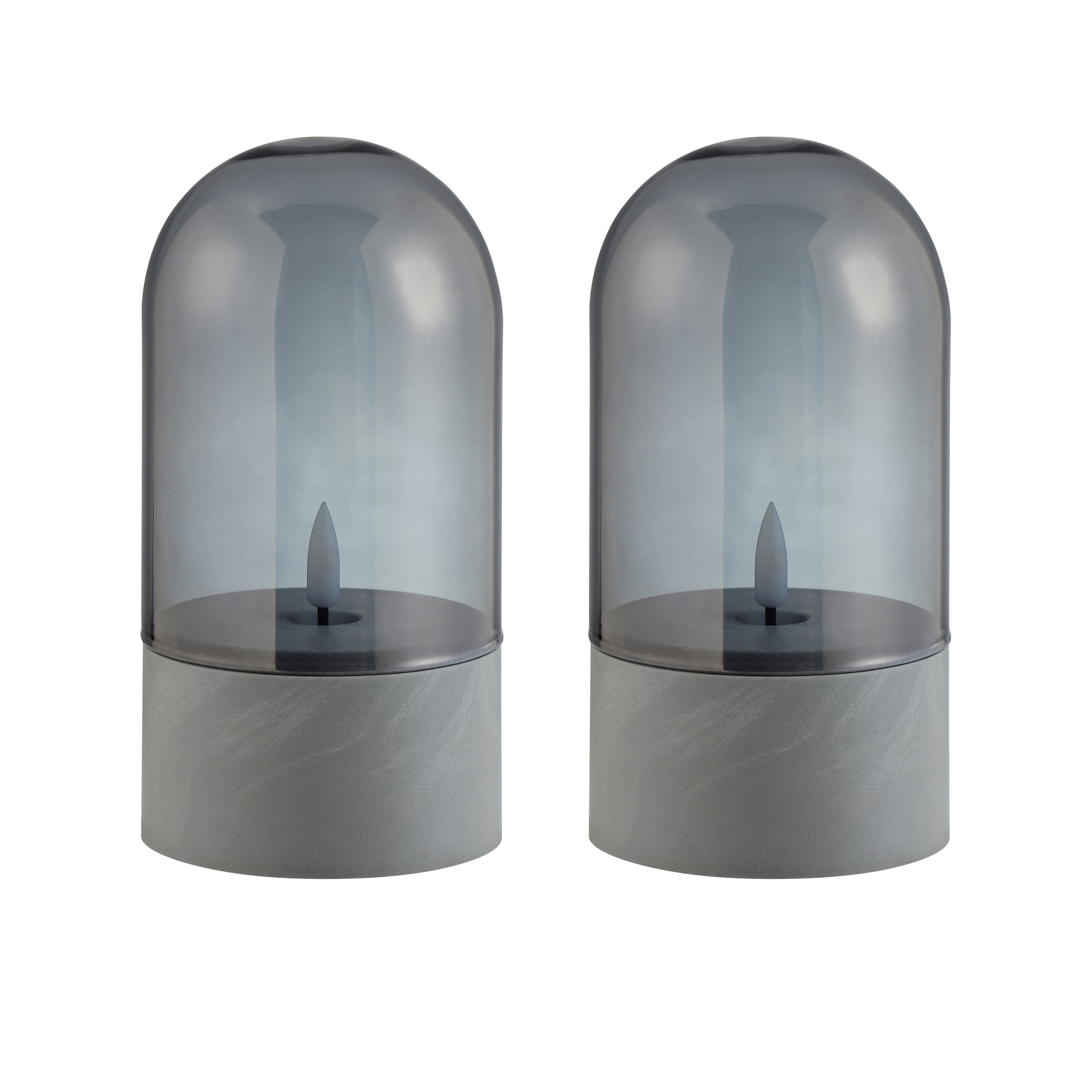 Brilliant LED Tischleuchte »Illusion« LED-Modul 2 Stk. LED-Kerzen Tischleuchten 2er-Set, 16x8 cm, Rauchglas, 2500 K, grau