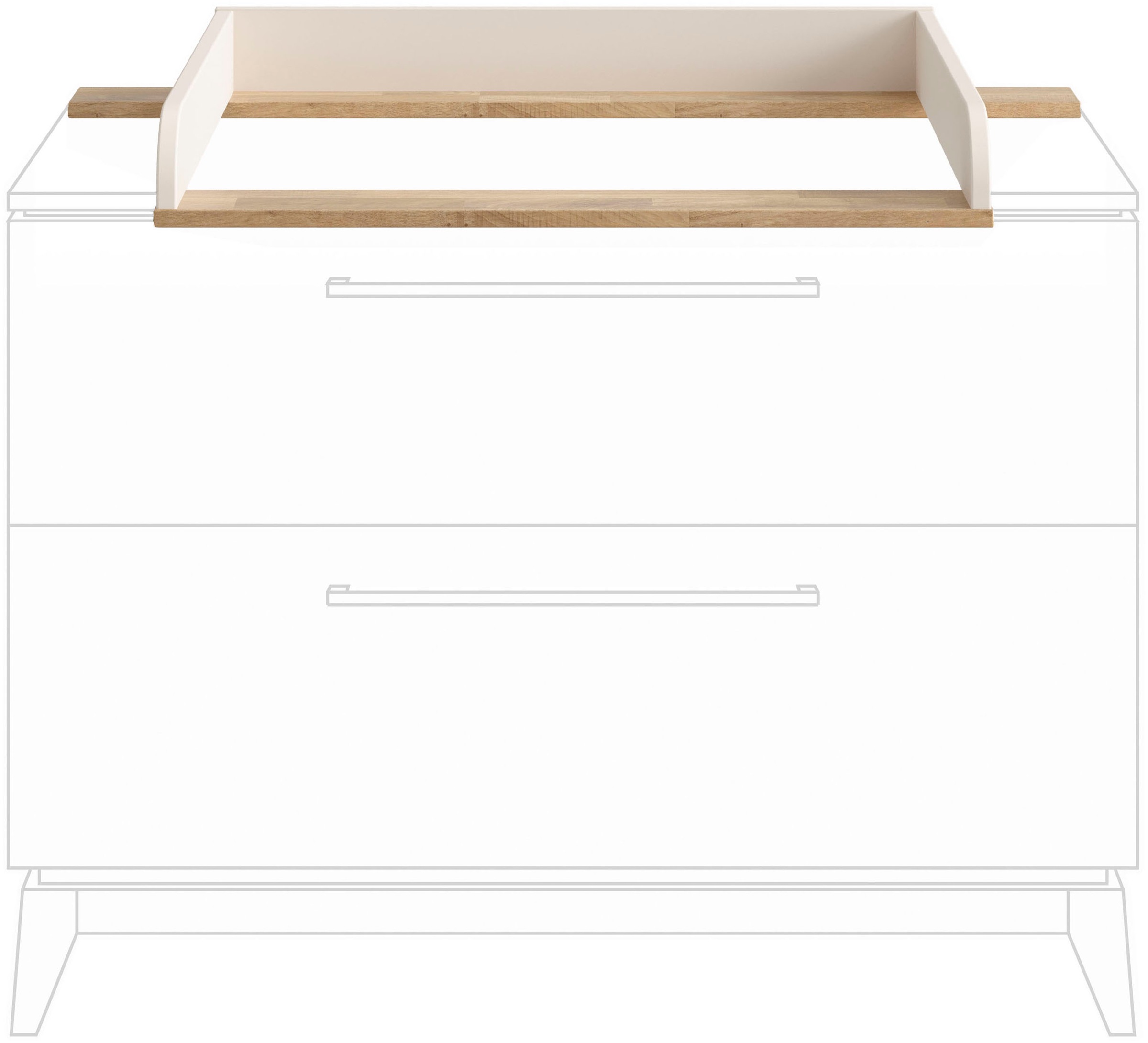 PAIDI Wickelaufsatz »STIENE in Beige oder Grau, zur Erweiterung der Kommode« B/H/T ca. 123/12/80cm,  Wickelauflage mit Eiche Massivholz und gerundeten Kanten