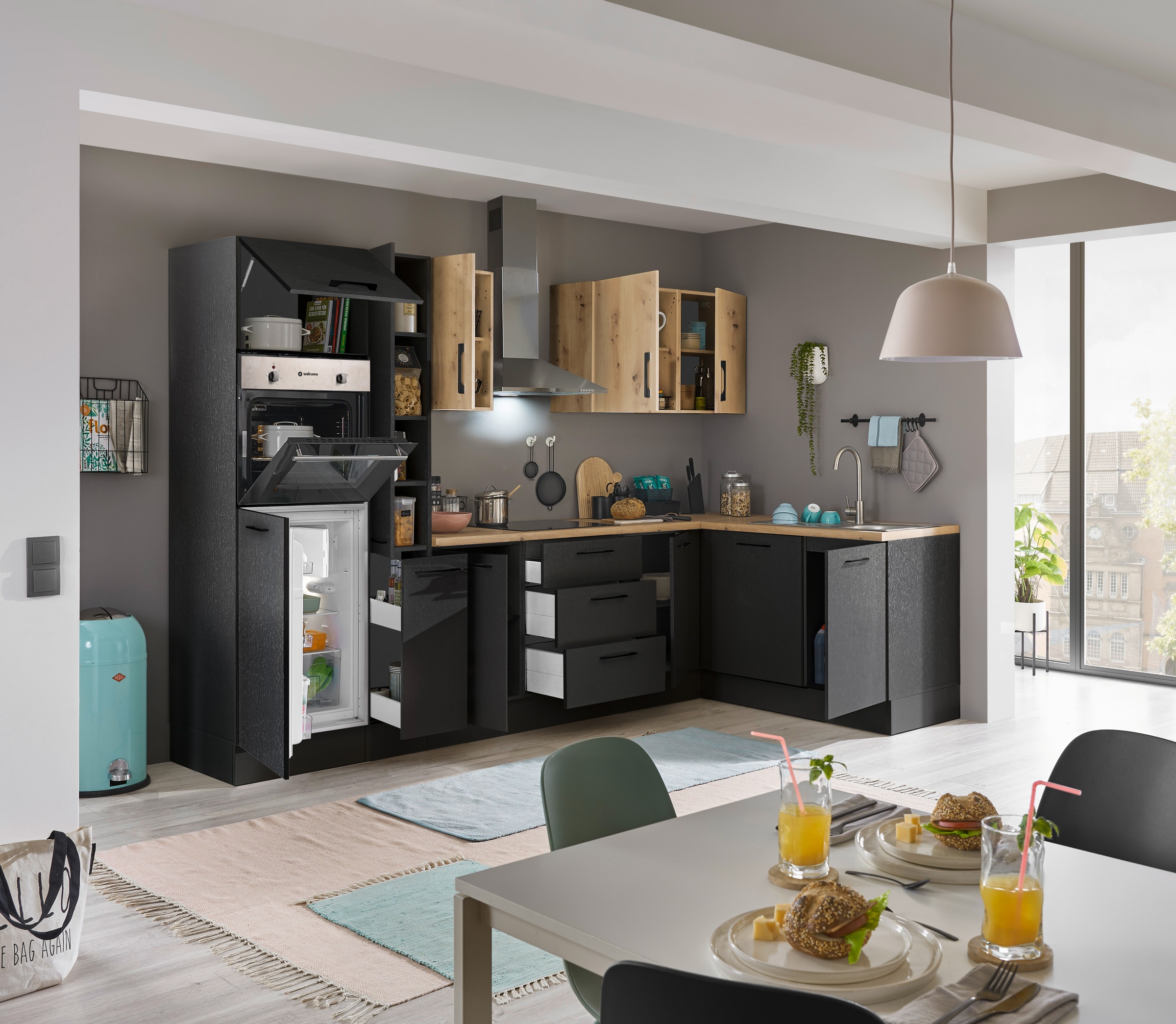 BASIC by Balculina Winkelküche »Turin«, Stellbreite 310x175 cm, wahlweise mit E-Geräten