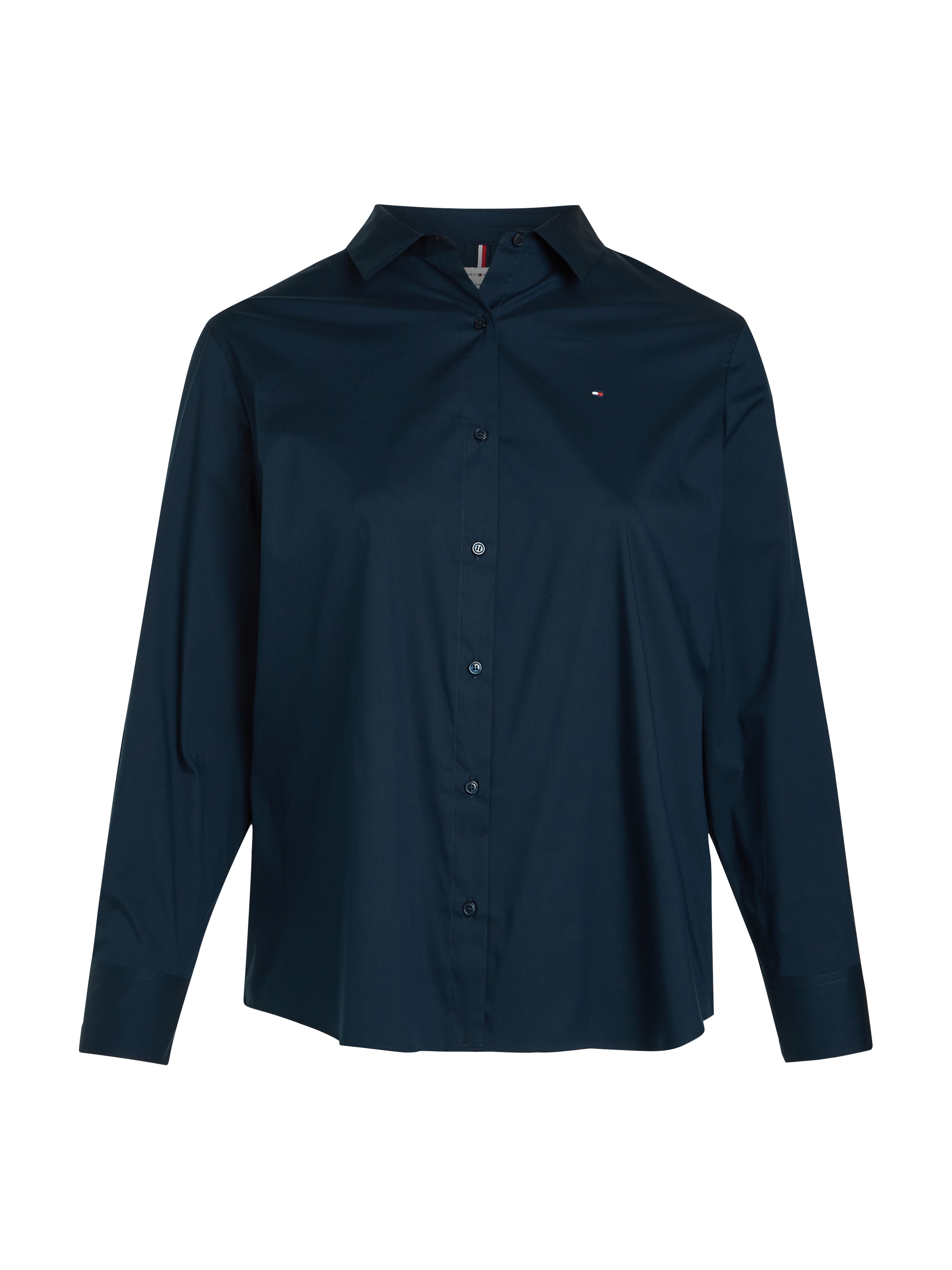 Tommy Hilfiger Curve Hemdbluse »CRV ESS POPLIN REGULAR SHIRT«, in Großen Größen, Popeline Qualität, Logostickerei