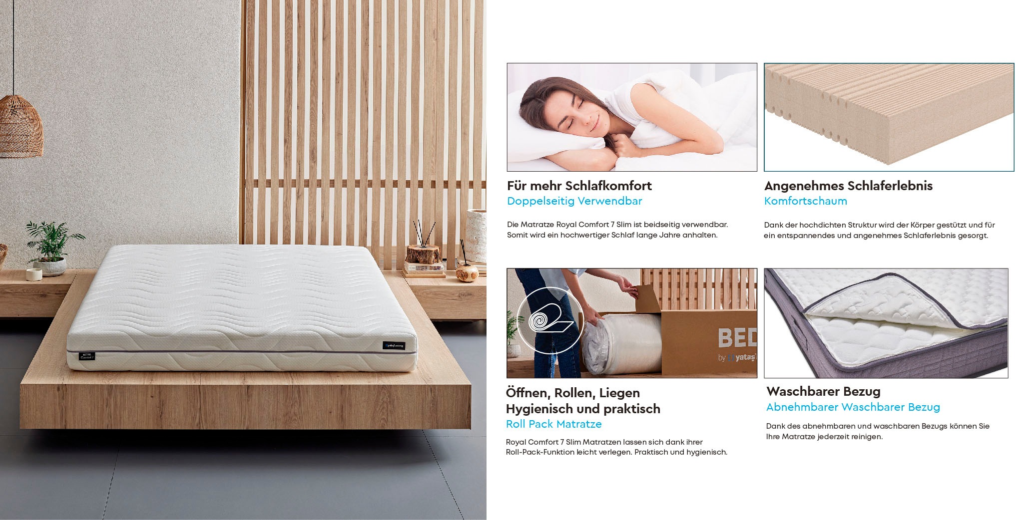 Yatas Bedding Komfortschaummatratze »Royal Comfort 7 Slim, Matratze 90x200, 140x200 cm & weitere Größen«, 18 cm hoch, Raumgewicht: 28 kg/m³, (1 St., 1-tlg.), 7-Zonen, H3, wendbar ergonomisch, atmungsaktiv