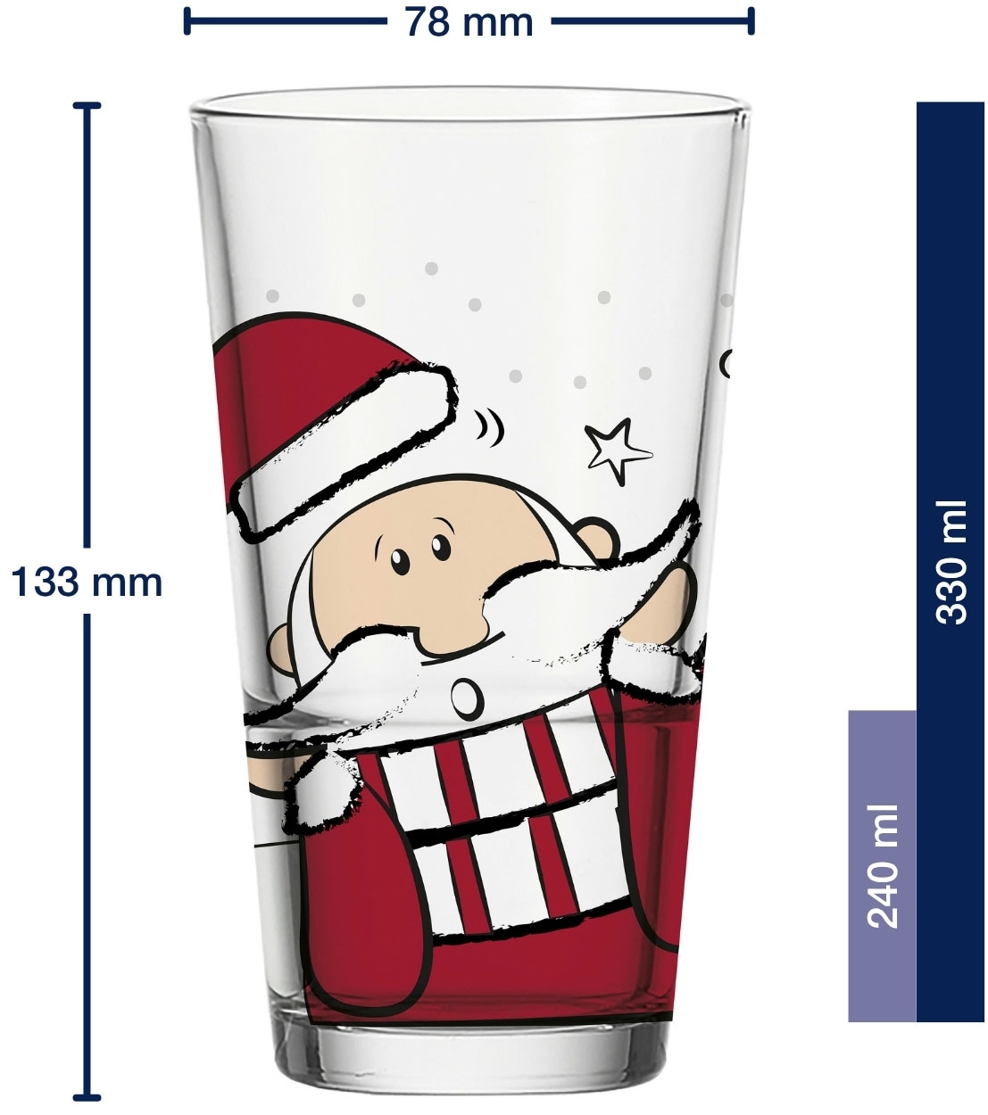 LEONARDO Gläser-Set »SILENZIO Trinkglas mit Motiv«, (Set, 6 tlg.), Weihnachtsmann, 6er Set, 330ml