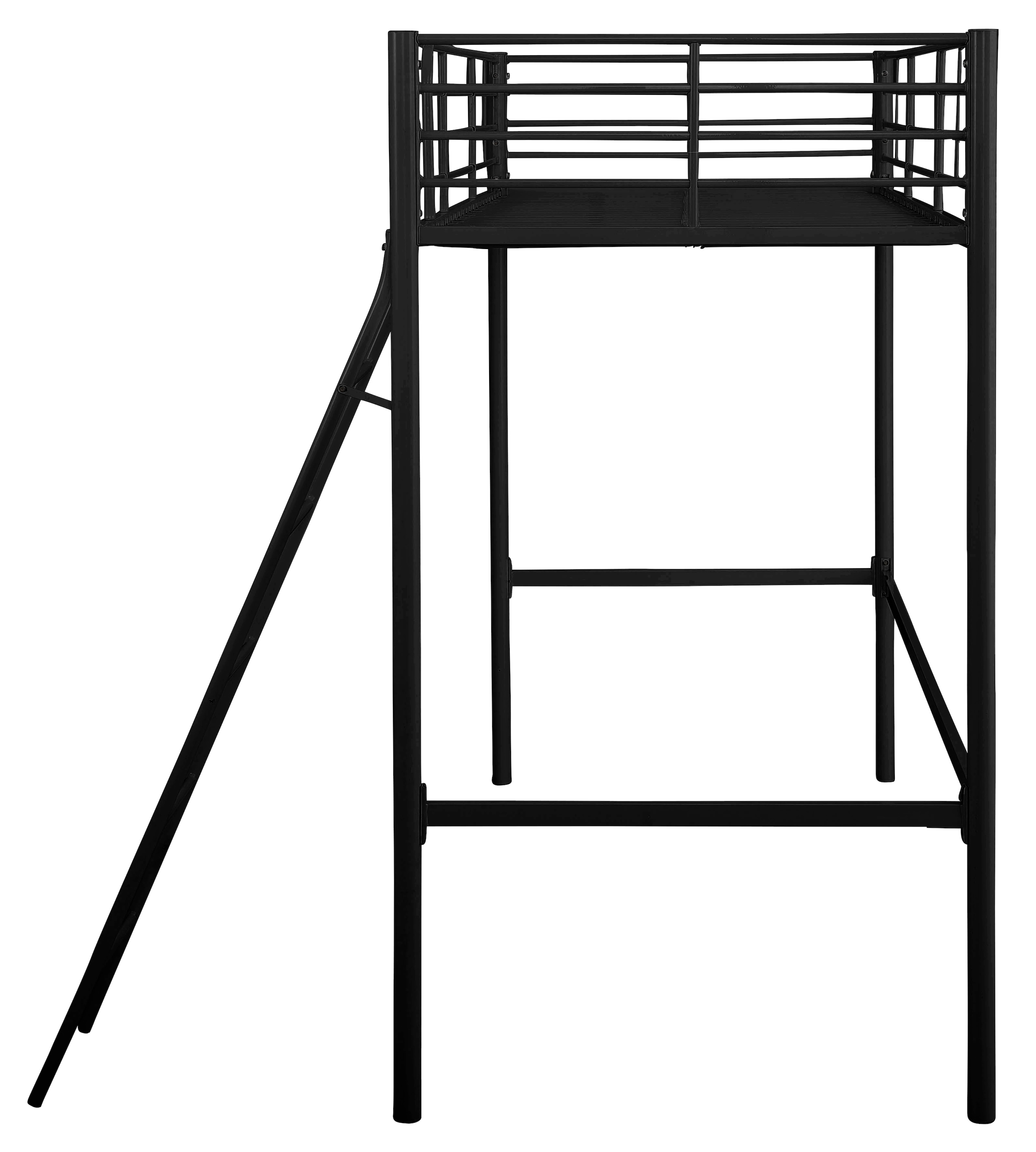 Lüttenhütt Hochbett »Hayo, Topseller! Zeitloses Metallbett, in mehreren Farben«, (Gesamtmaße (B/T/H) ca. 208/159/186 cm), inkl. Lattenrost, Absturzsicherung und Leiter aus Metall