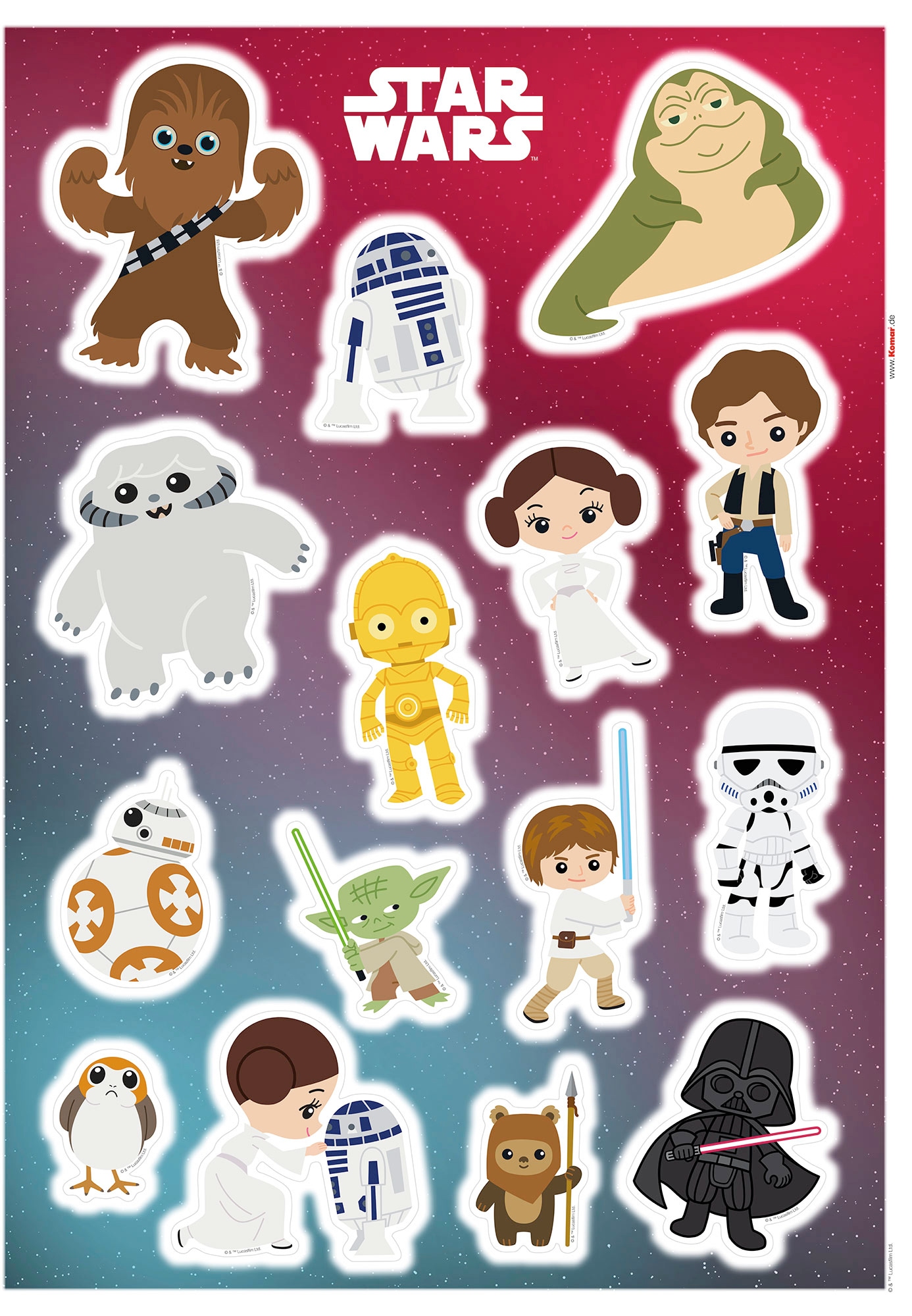 Komar Wandtattoo »Star Wars Little Heroes - Größe 50 x 70 cm«, (15 St.), selbstklebend, Wandsticker, Kinderzimmer