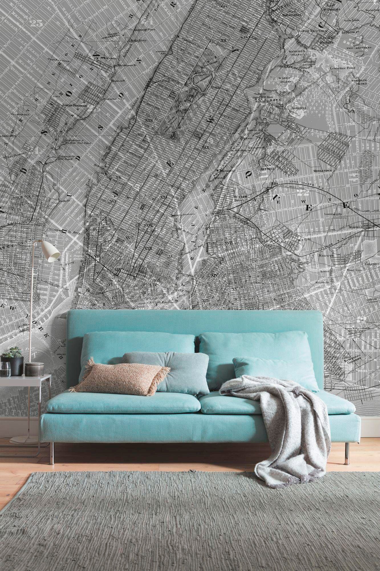 Komar Vliestapete »Digitaldruck Vlies - NYC Map - Größe 200 x 250 cm«, bedruckt, Wohnzimmer, Schlafzimmer