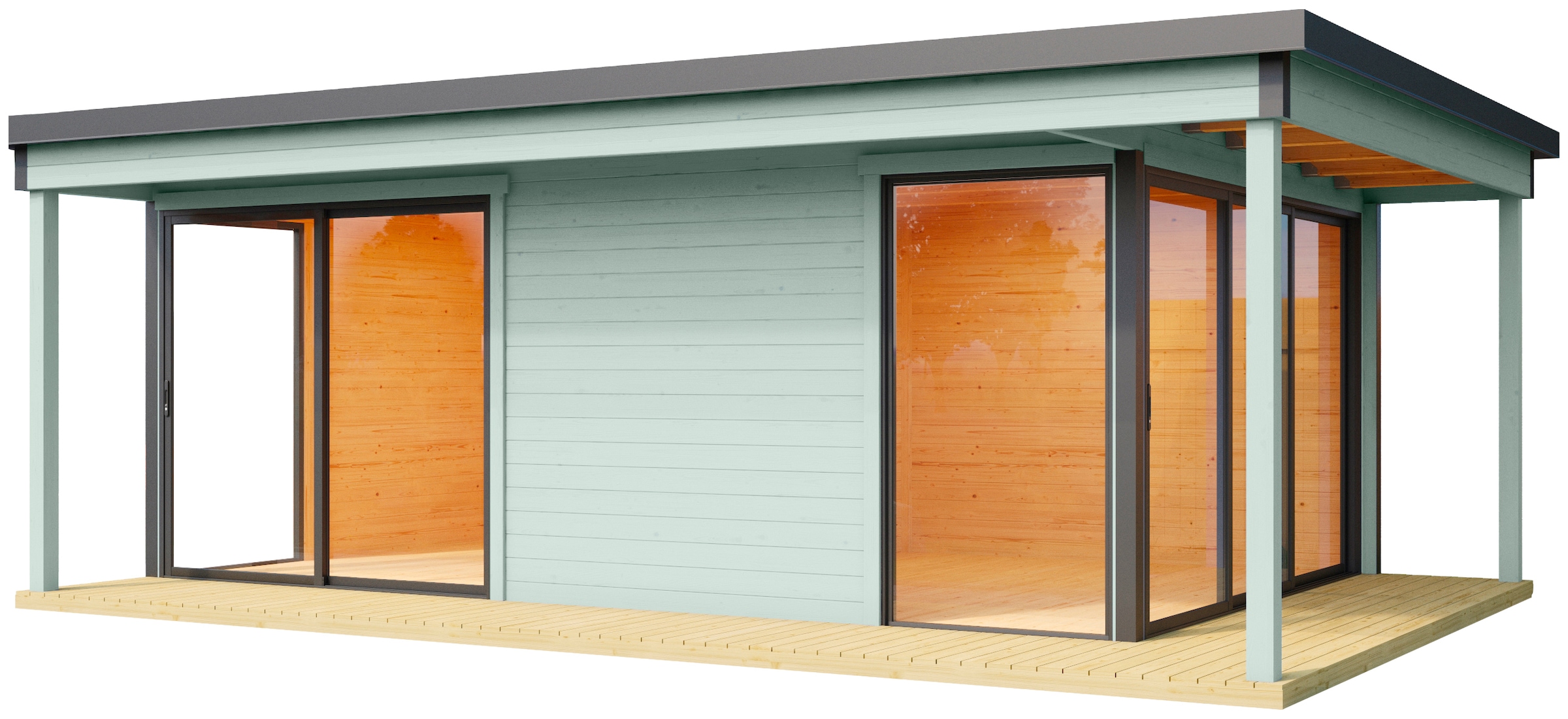 LASITA MAJA Gartenhaus »Domeo 3 Loggia Gletschergrün«, (Set), mit Überdachung, Position der Zwischenwand flexibel