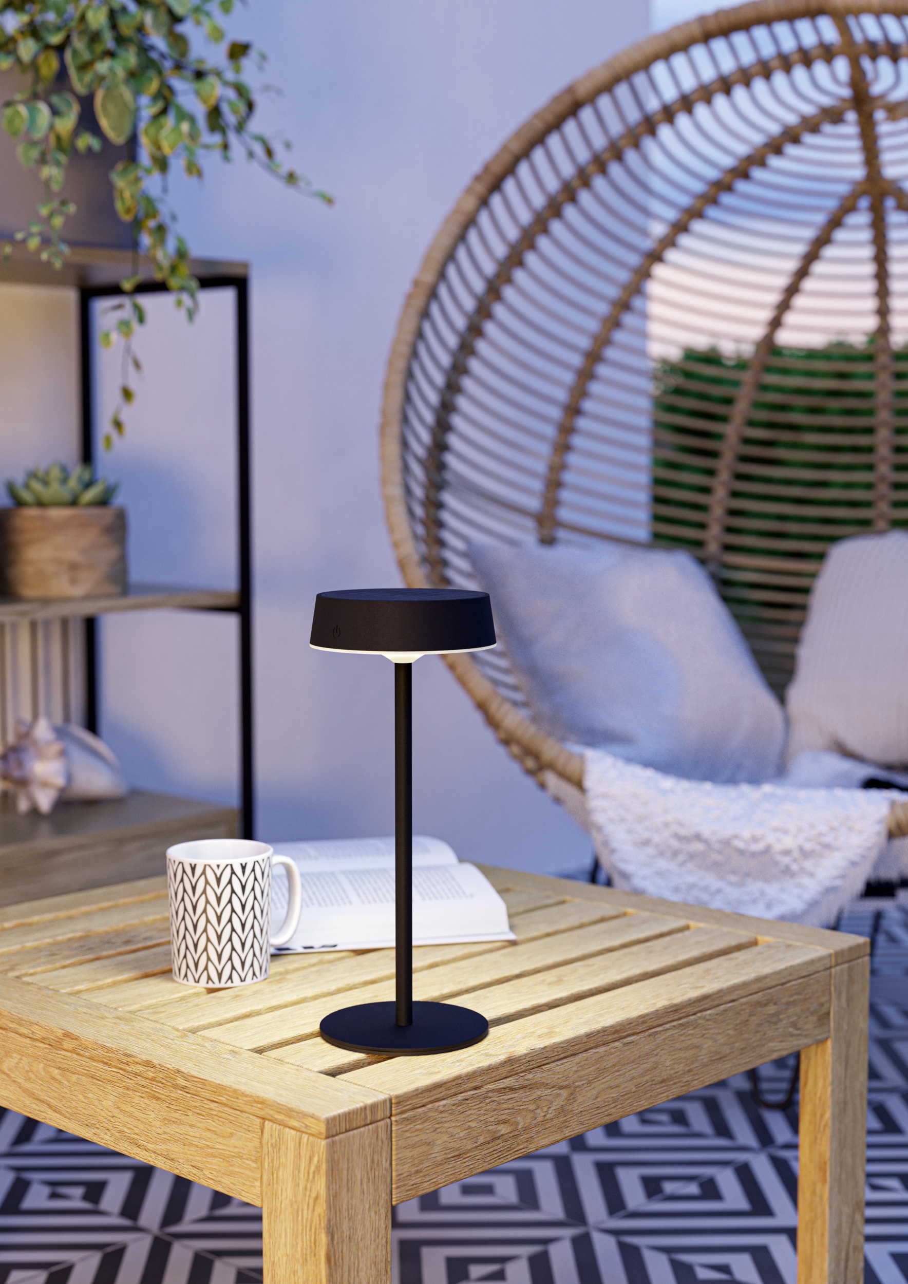 EGLO Tischleuchte »SIMERI Tischlampe - Stahl - SOLAR-LED - 3W - IP44« LED-Modul 1 Stk. Kaltweiß | Neutralweiß | Warmweiß Solarleuchte, Außentischleuchte, Akku, Leselampe, H31 x Ø13 cm