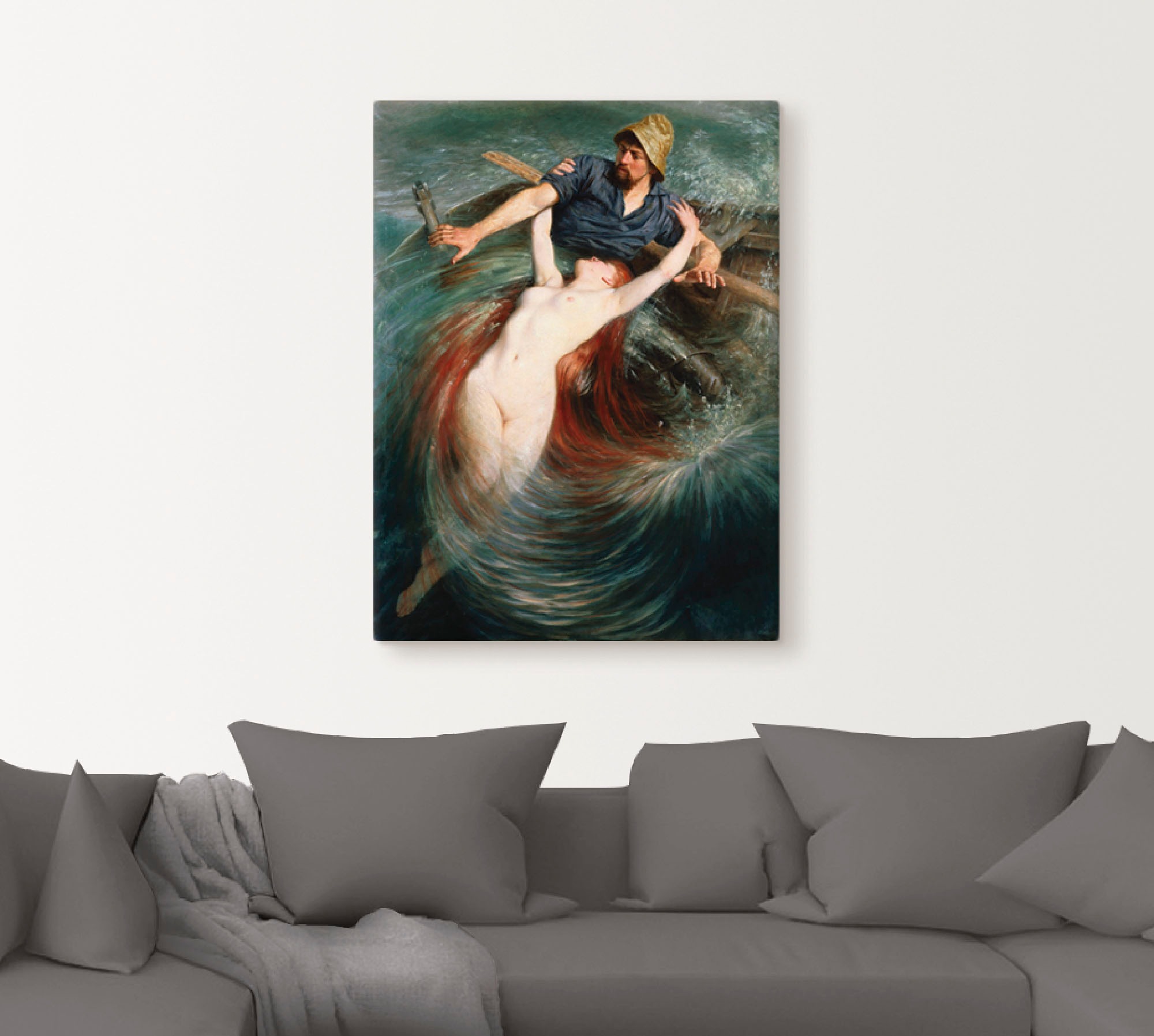 Artland Wandbild »Ein Fischer in den Fängen einer Sirene.«, klassische Fant günstig online kaufen